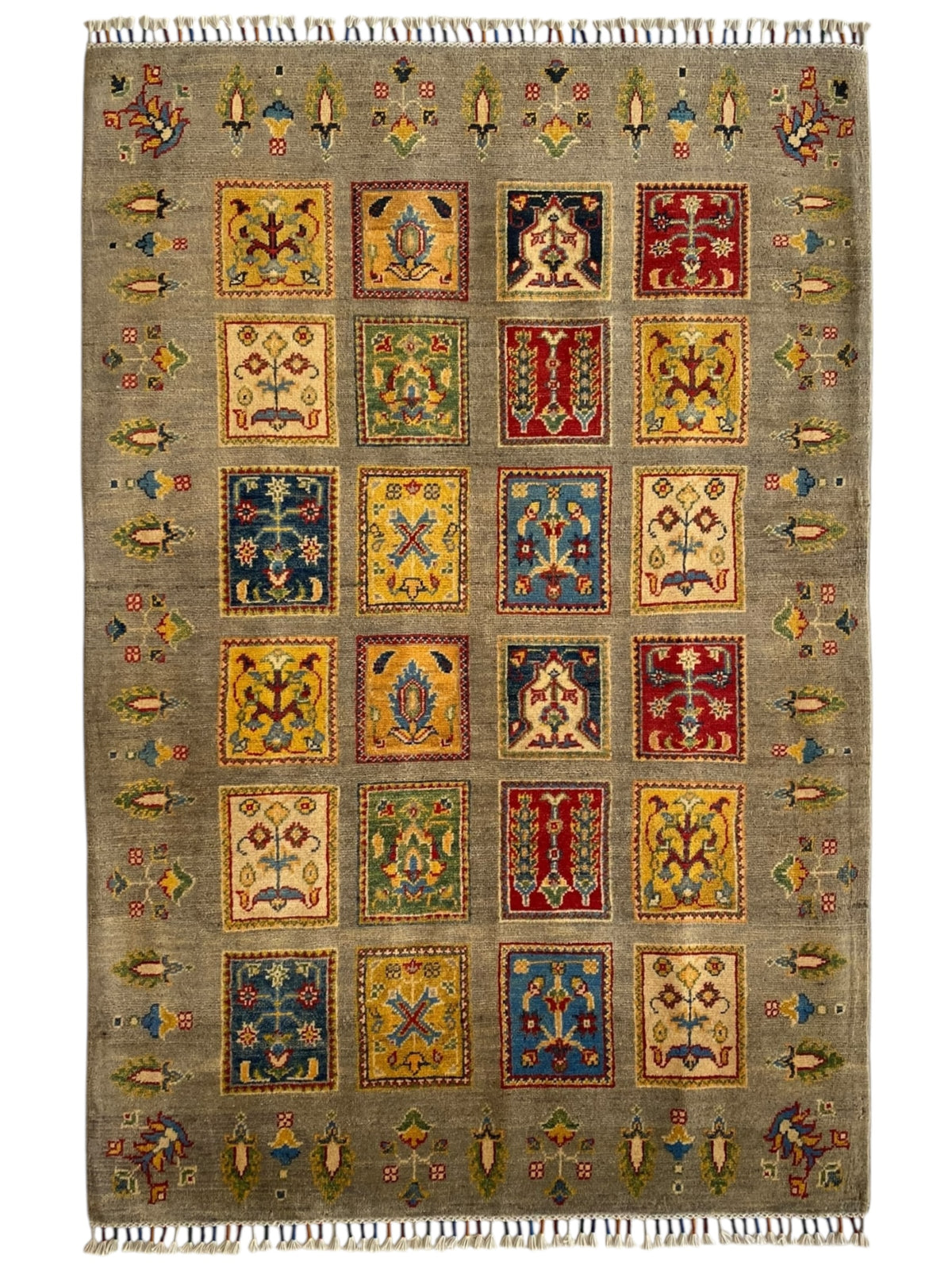 Afghani Rug 5x8 size range tribal Brown laid flat