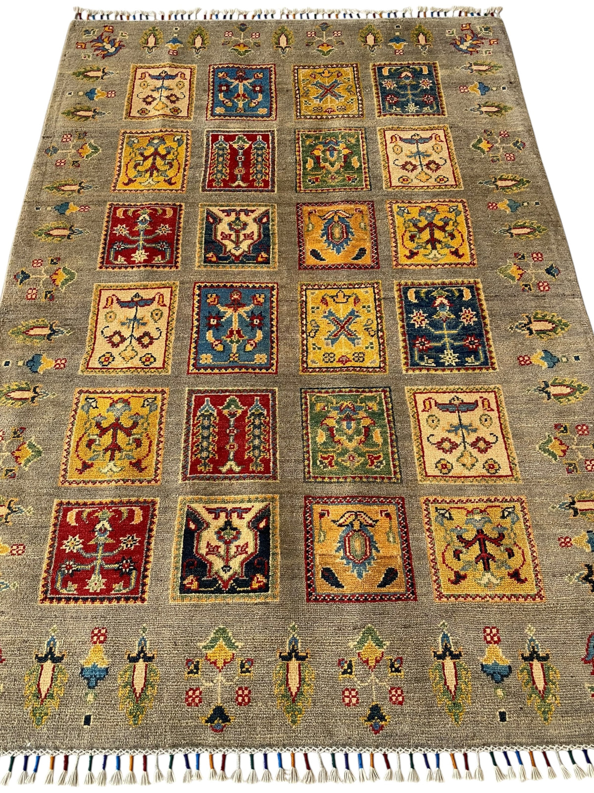 Afghani Rug 5x8 size range tribal Brown laid flat
