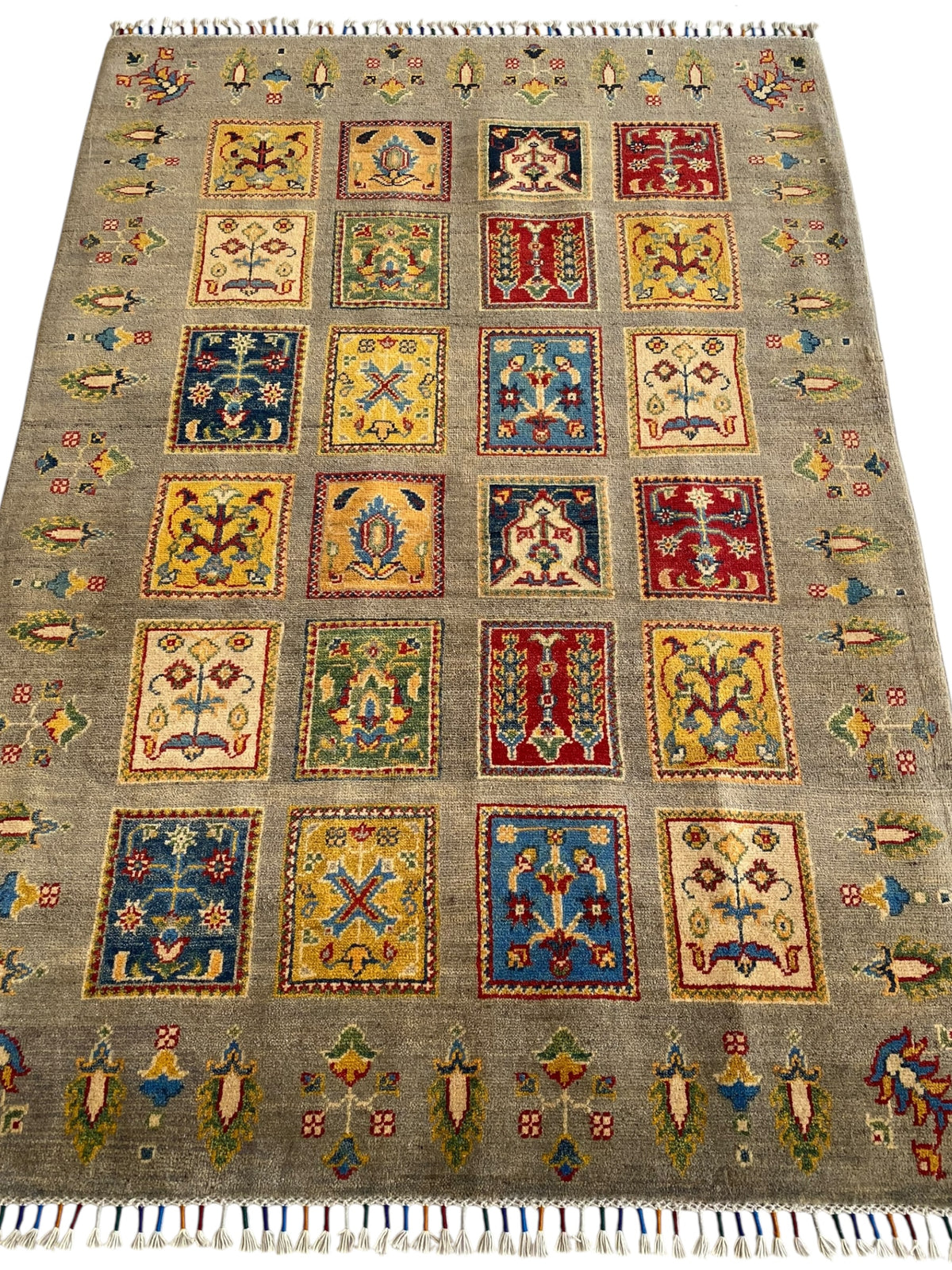 Afghani Rug 5x8 size range tribal Brown laid flat