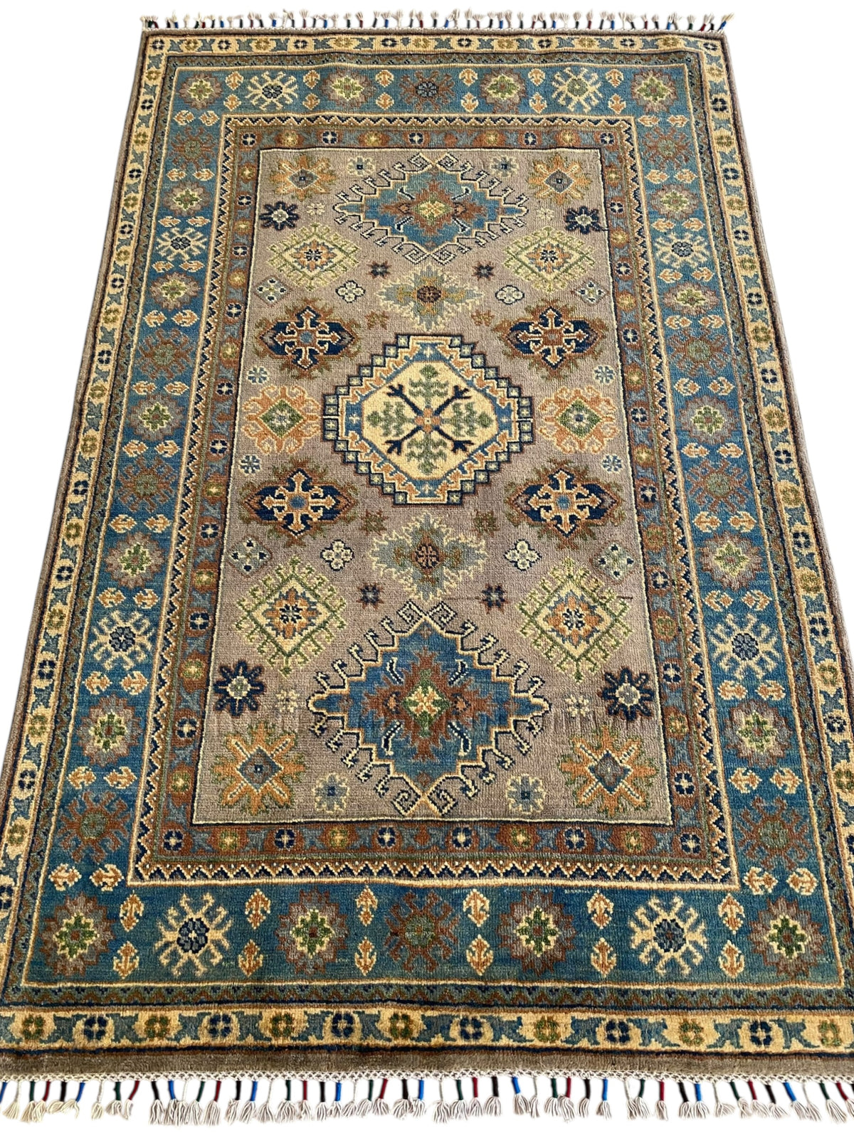 Afghani Rug 4x6 size range tribal Blue laid flat