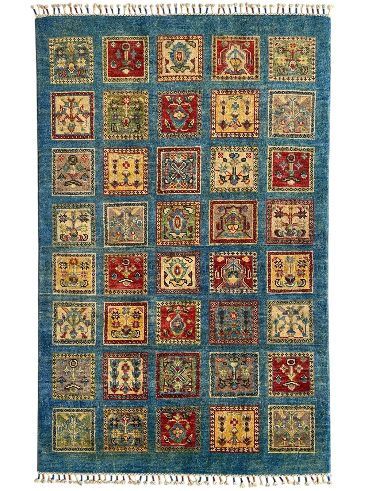 Afghani Rug 4x6 size range tribal Blue laid flat