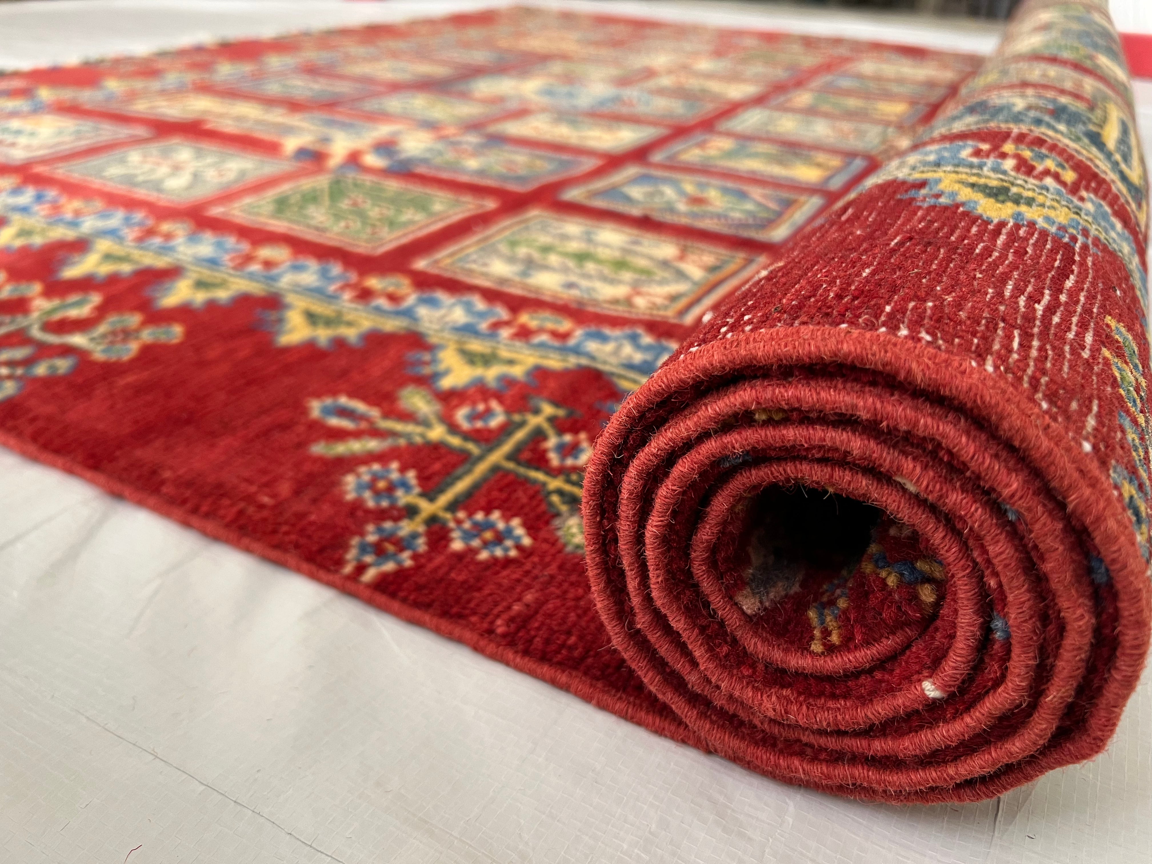 Afghani Rug 5x8 size range tribal Red laid flat