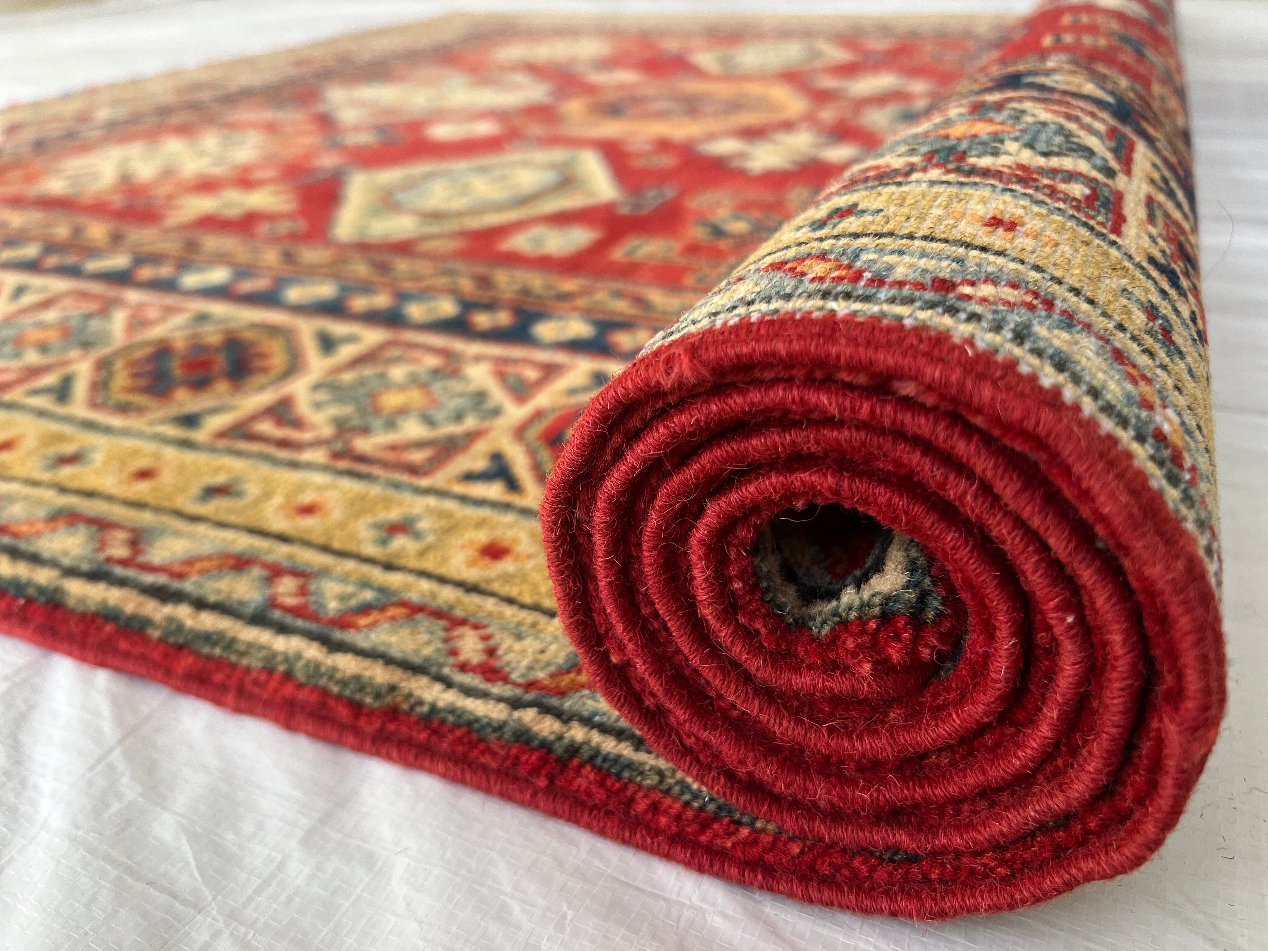 Afghani Rug 5x8 size range tribal Red laid flat