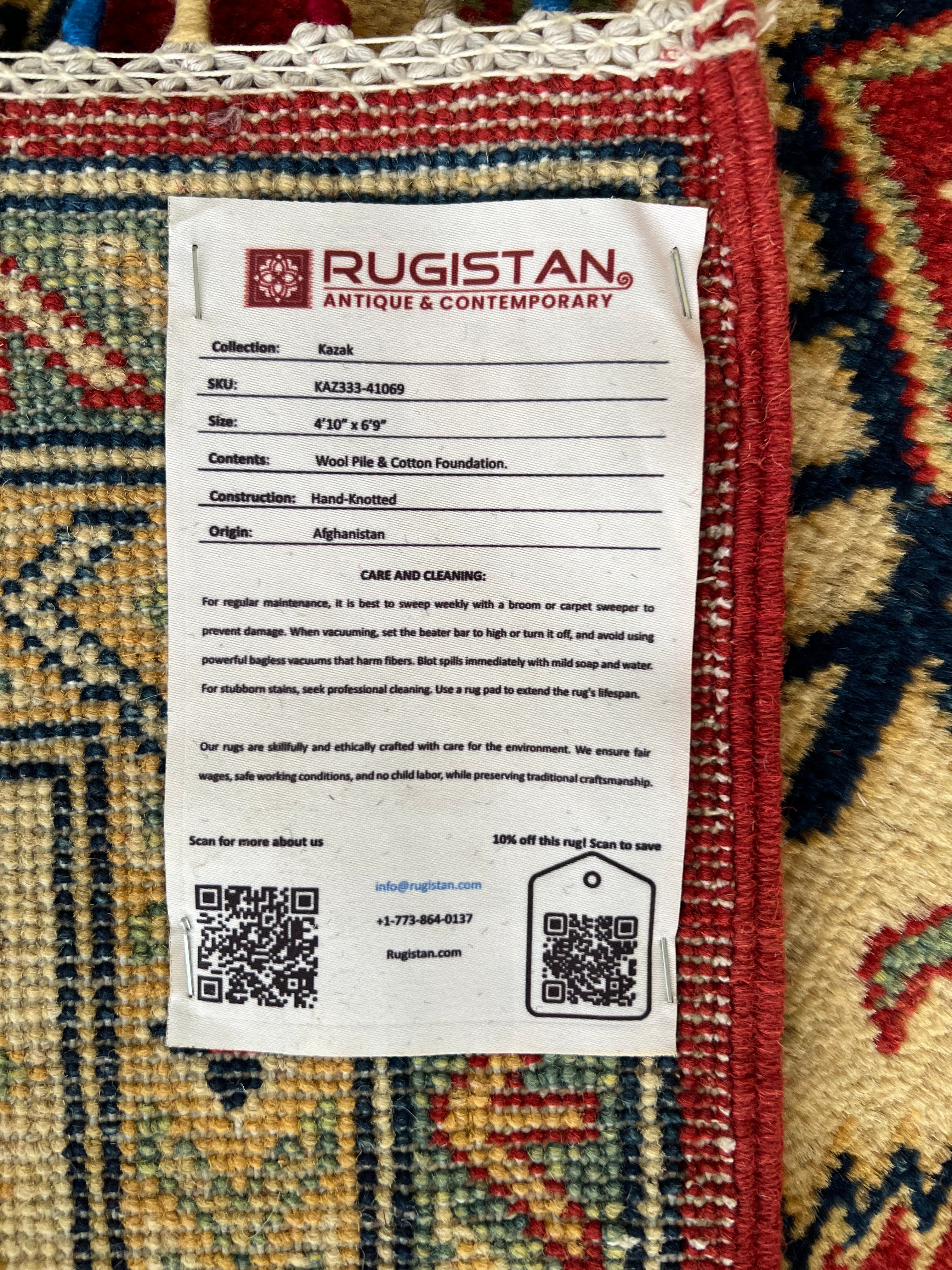 Afghani Rug 5x8 size range tribal Red Cream laid flat