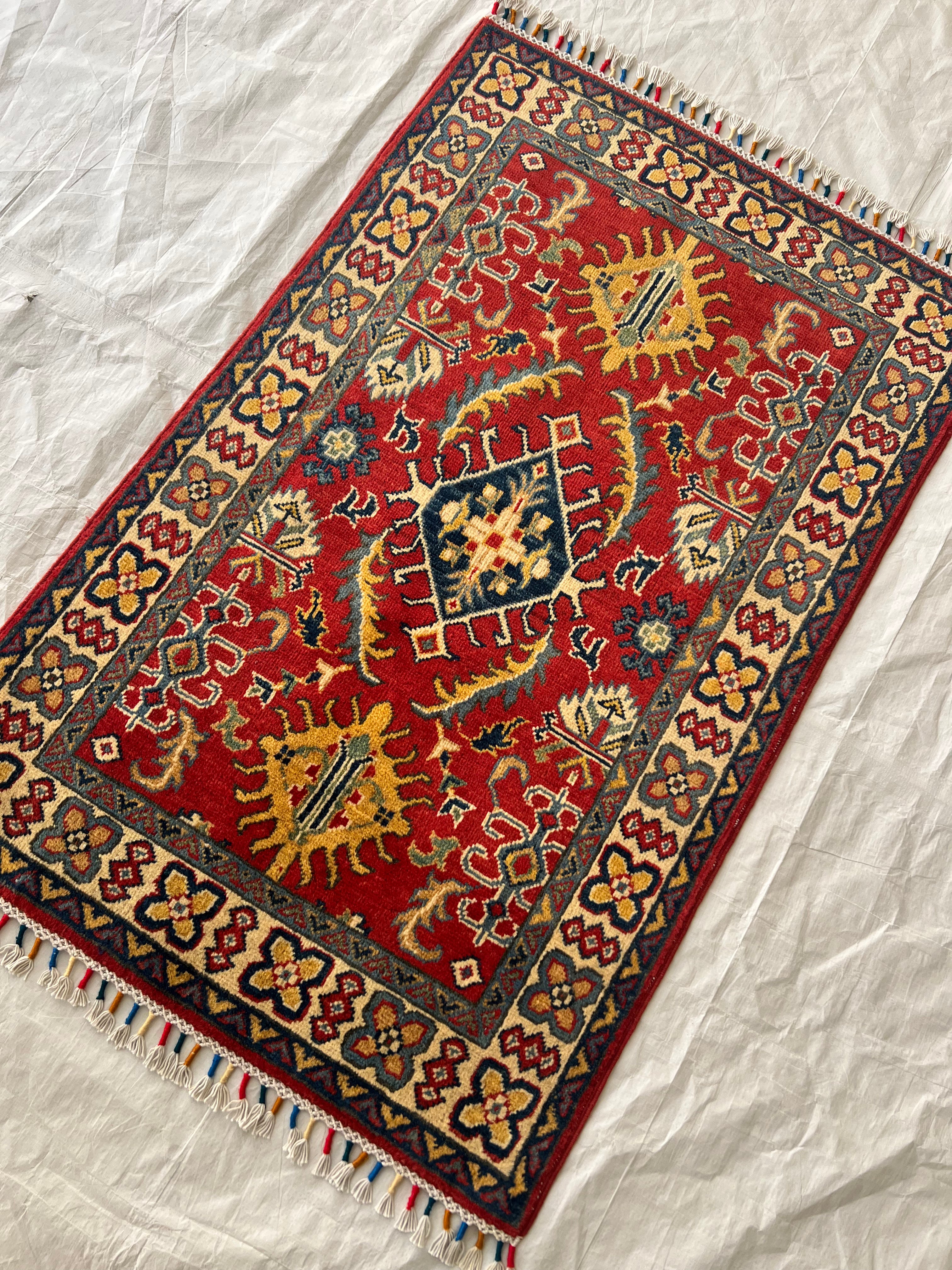 Afghani Rug 3x4 size range tribal laid flat