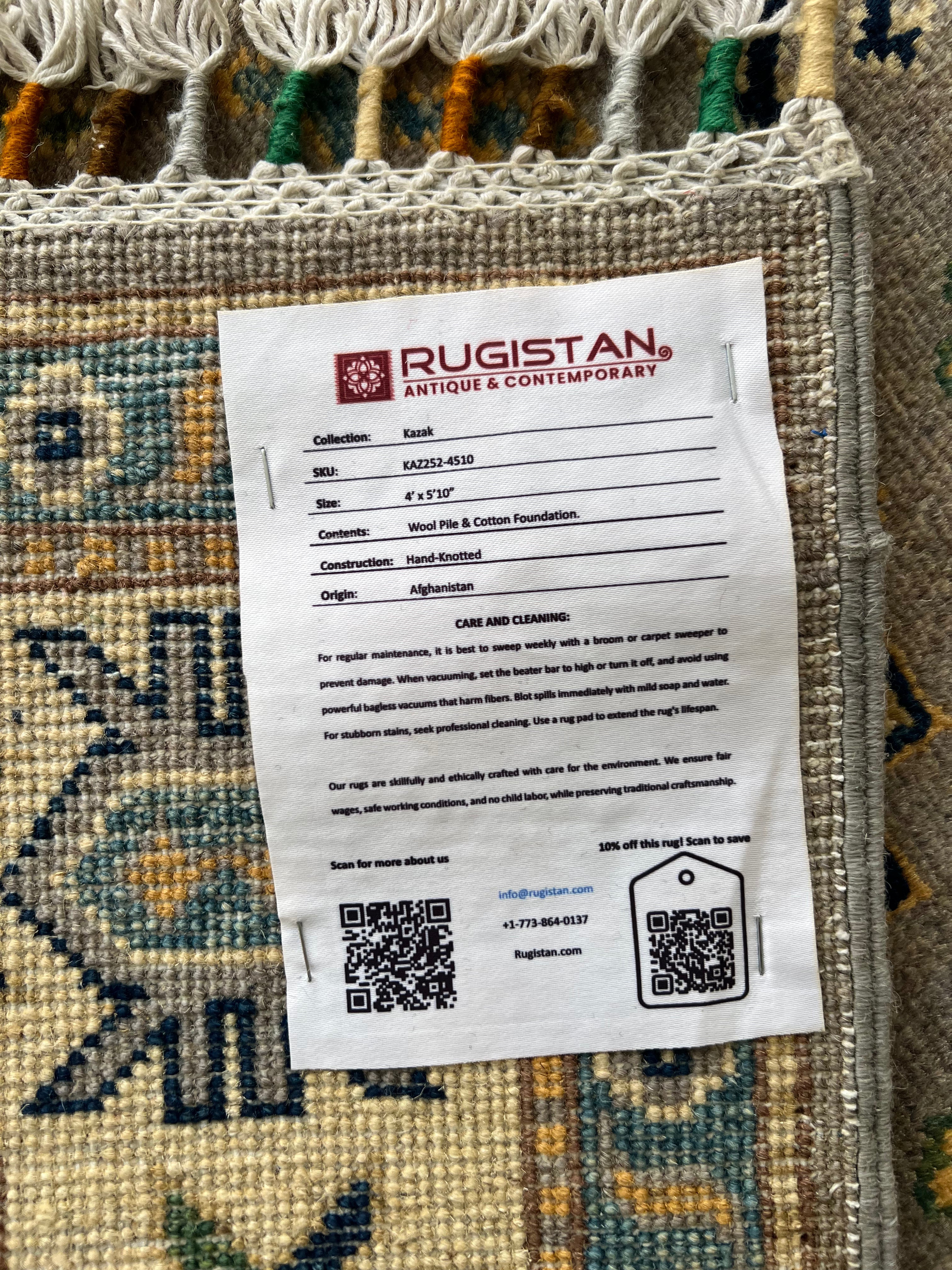 Afghani Rug 4x6 size range tribal Beige laid flat
