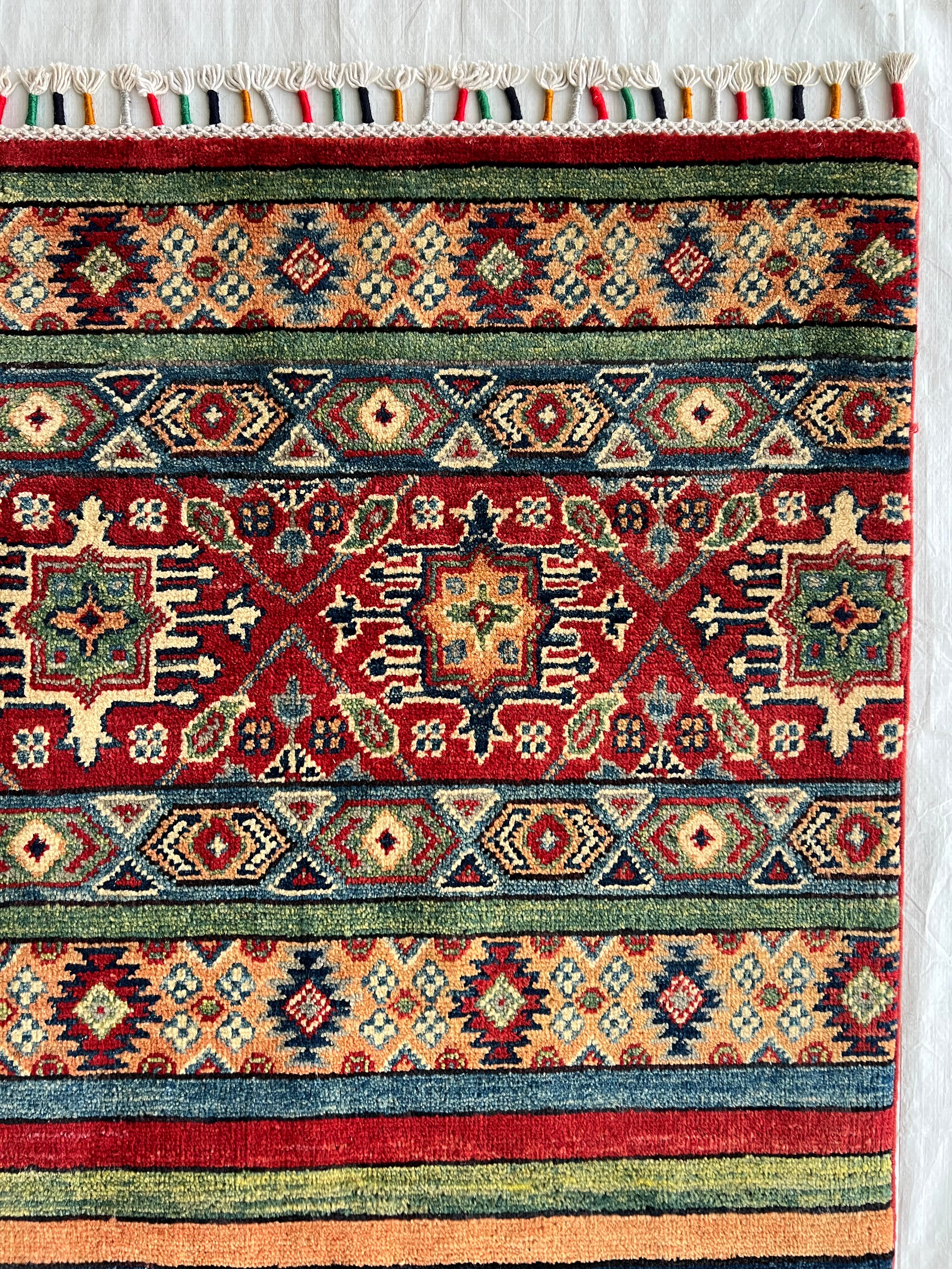 Afghani Rug 6x9 size range tribal Red laid flat