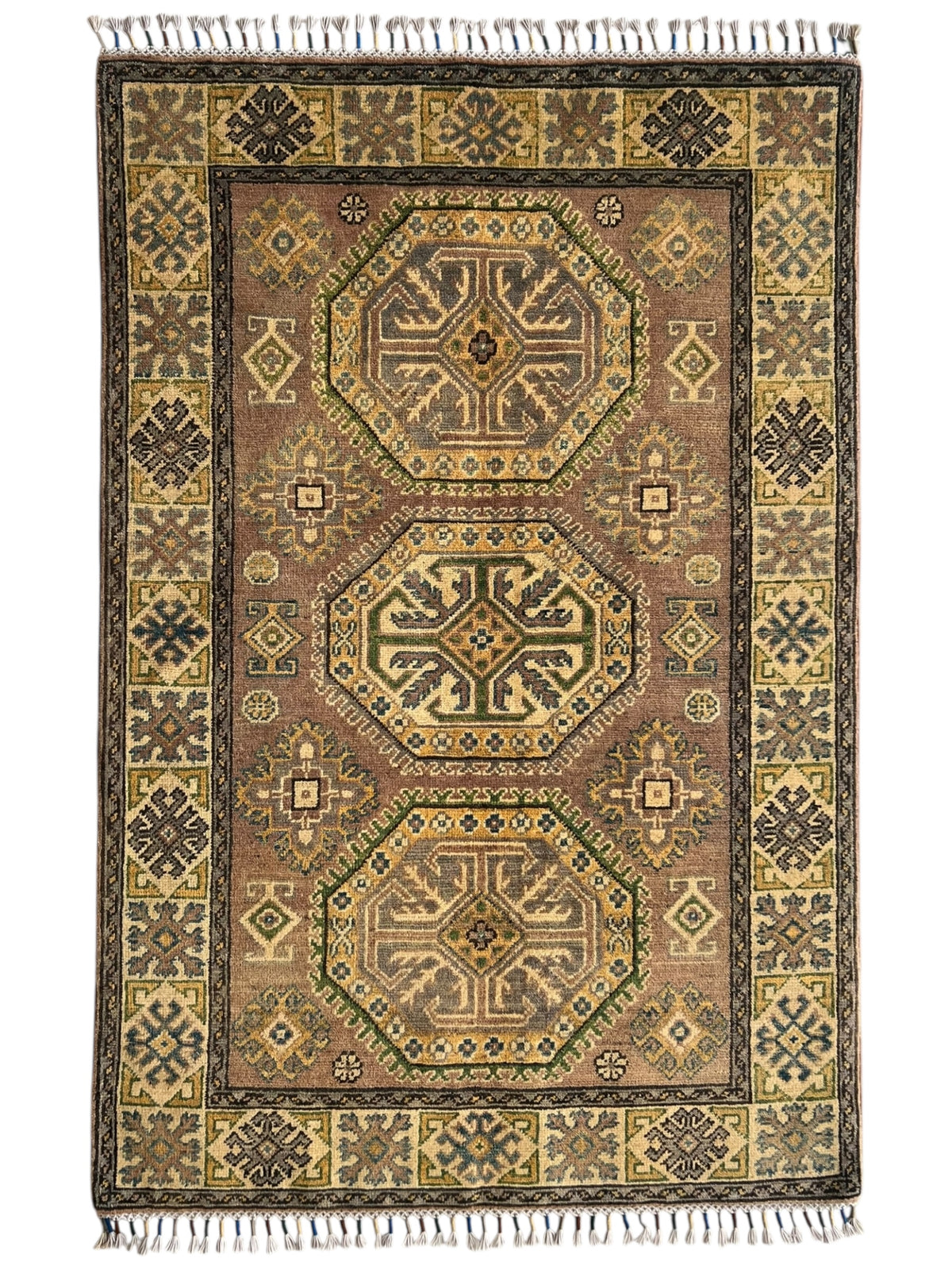 Afghani Rug 4x6 size range tribal Cream Pink laid flat