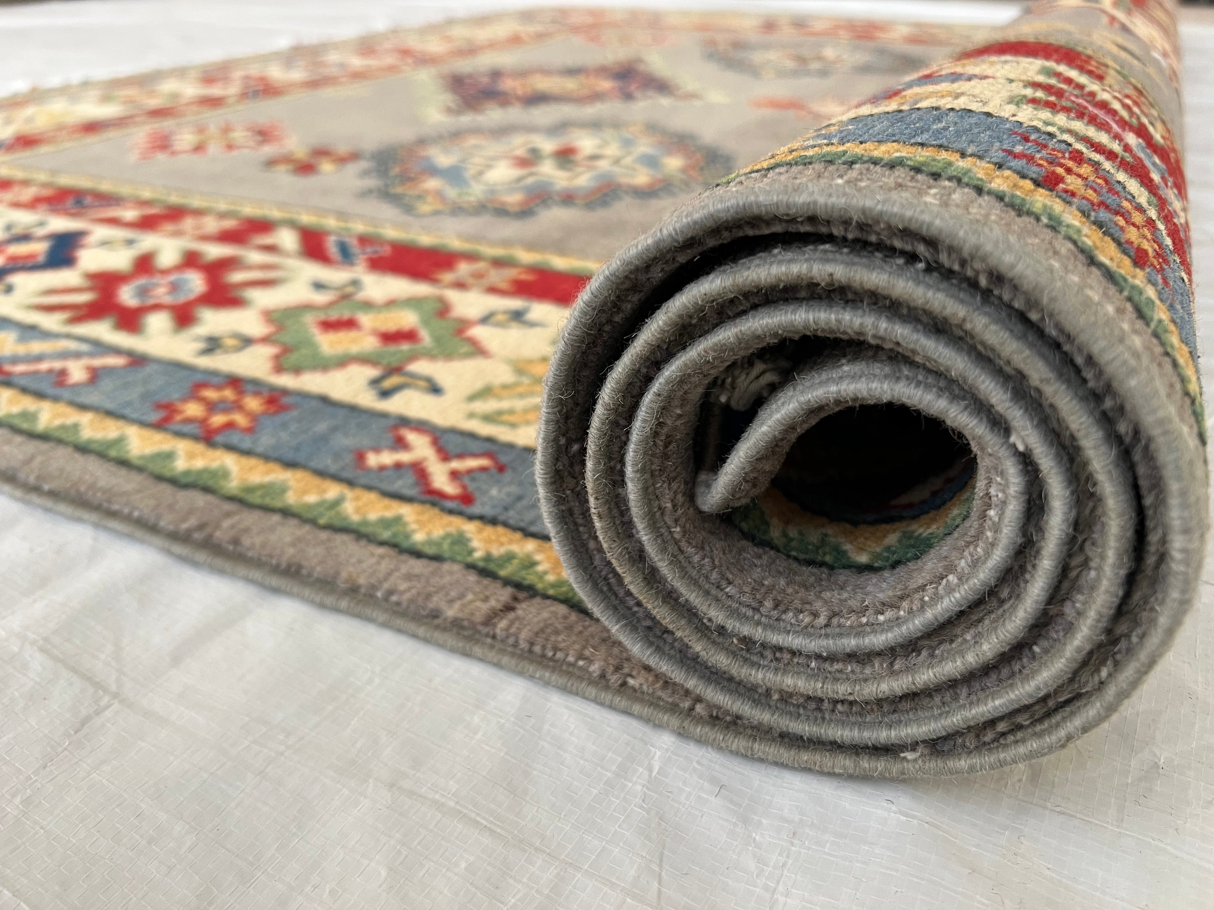 Afghani Rug 5x8 size range tribal Cream laid flat