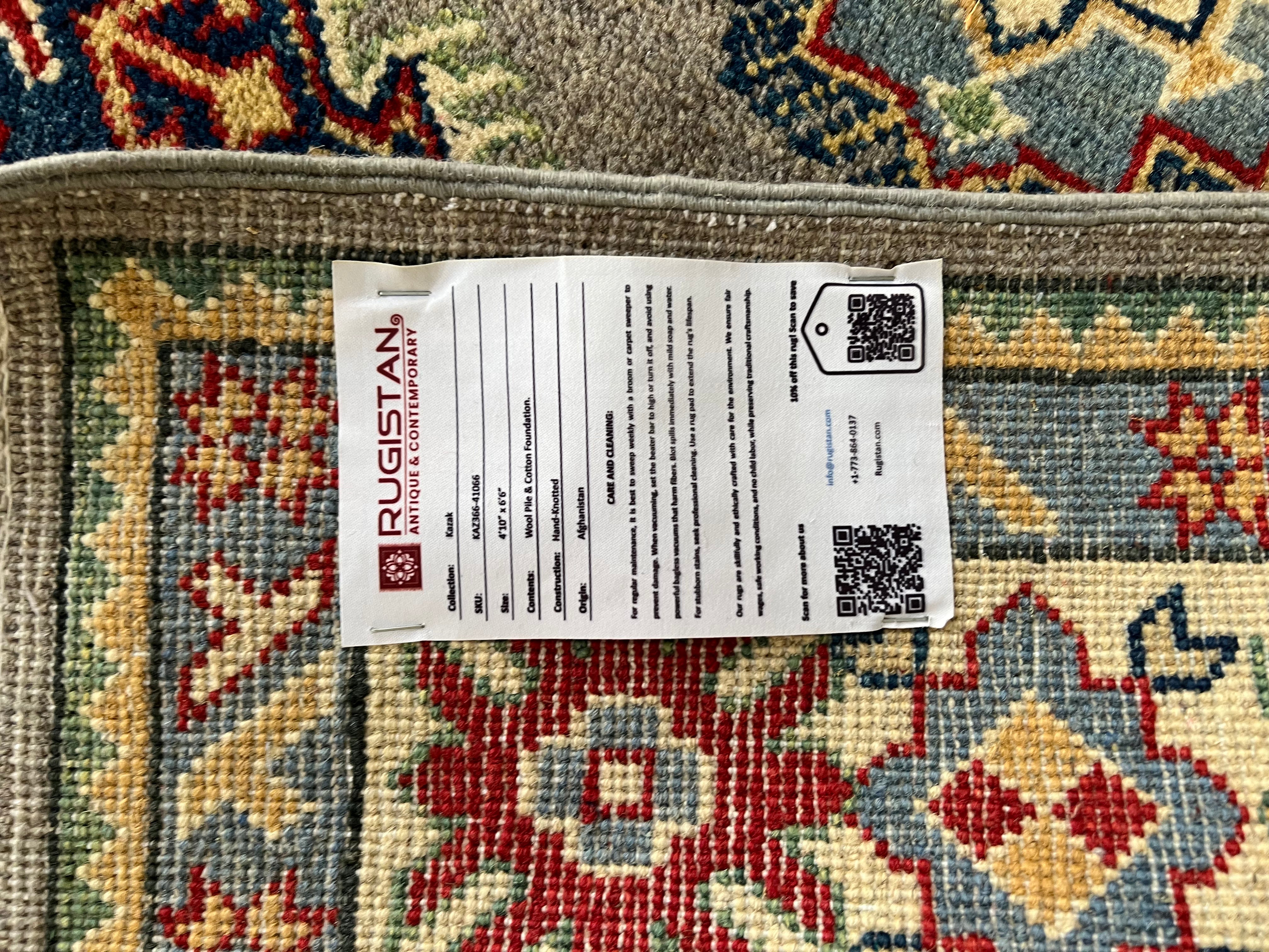 Afghani Rug 5x8 size range tribal Cream laid flat