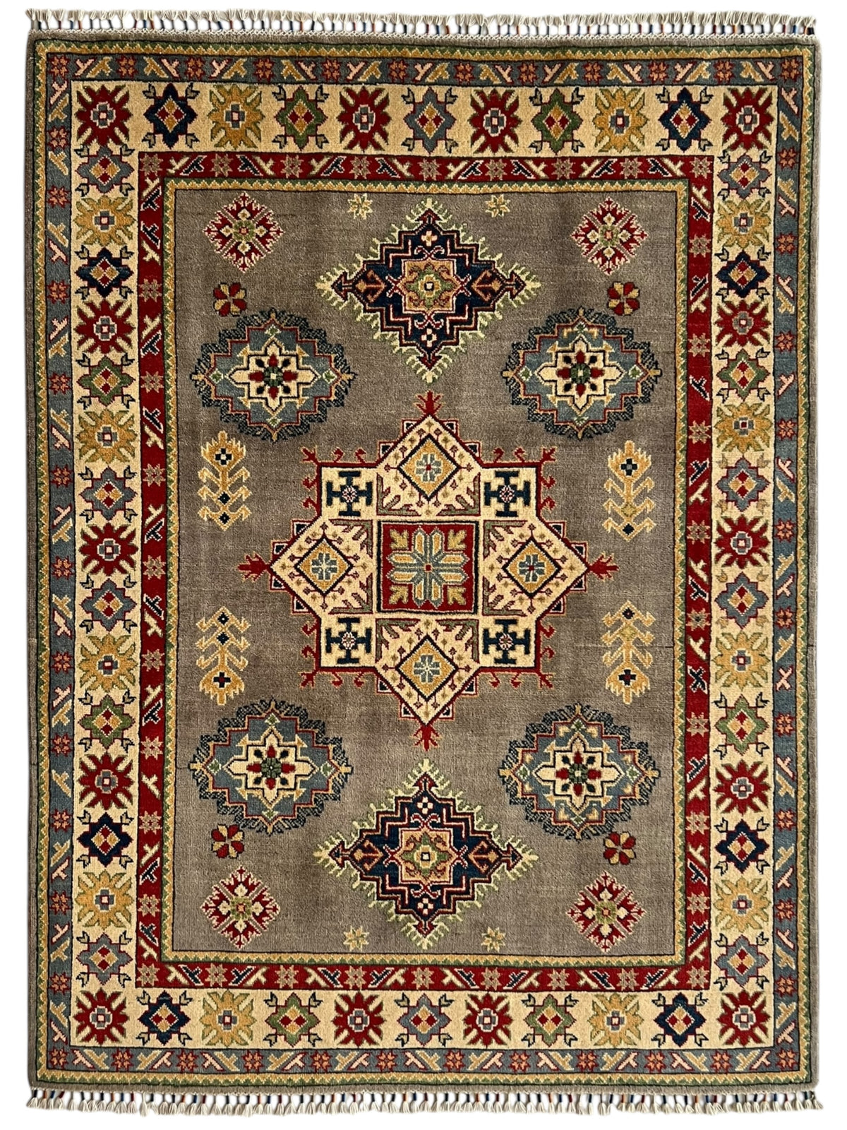 Afghani Rug 5x8 size range tribal Cream laid flat