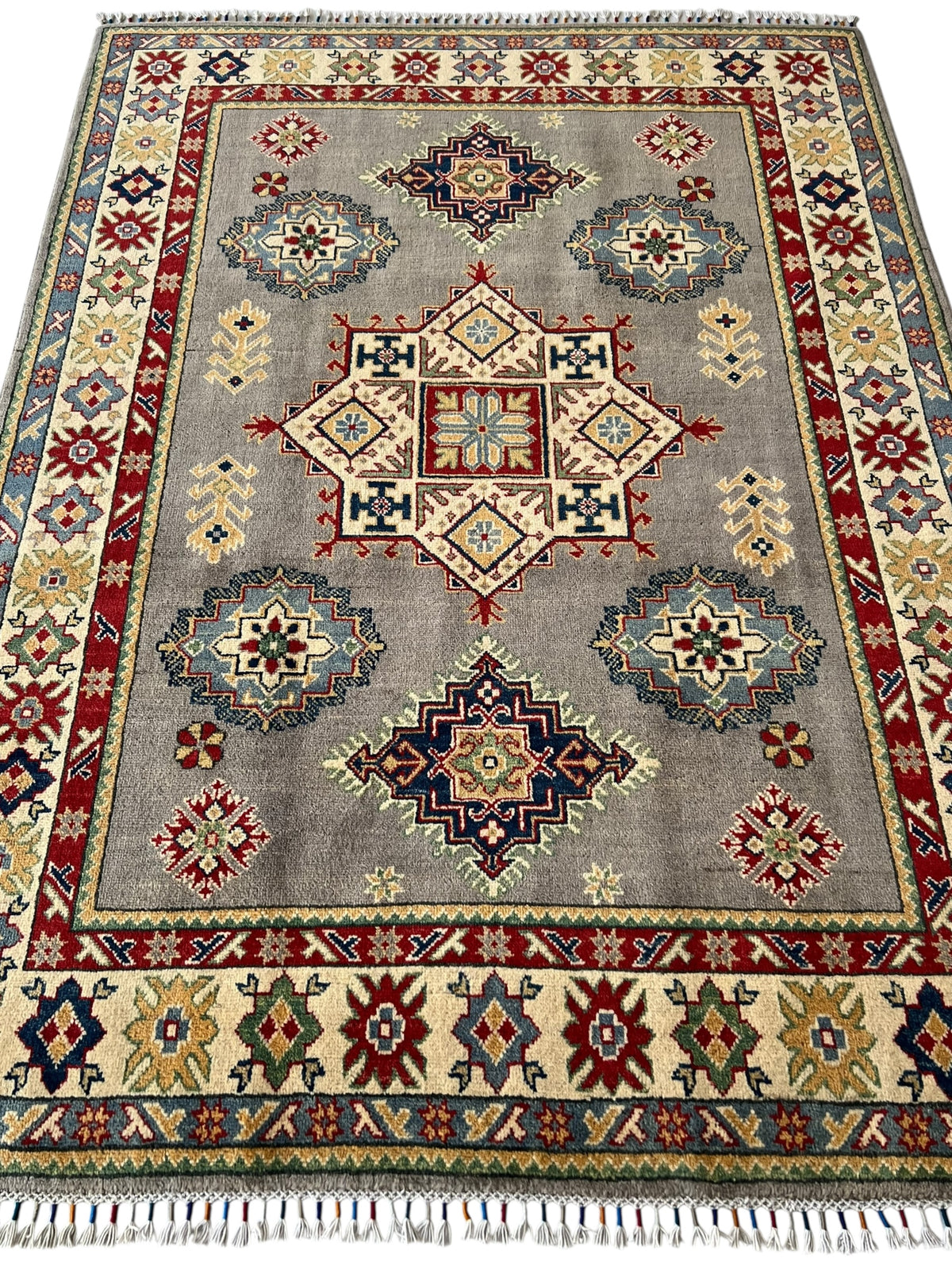 Afghani Rug 5x8 size range tribal Cream laid flat