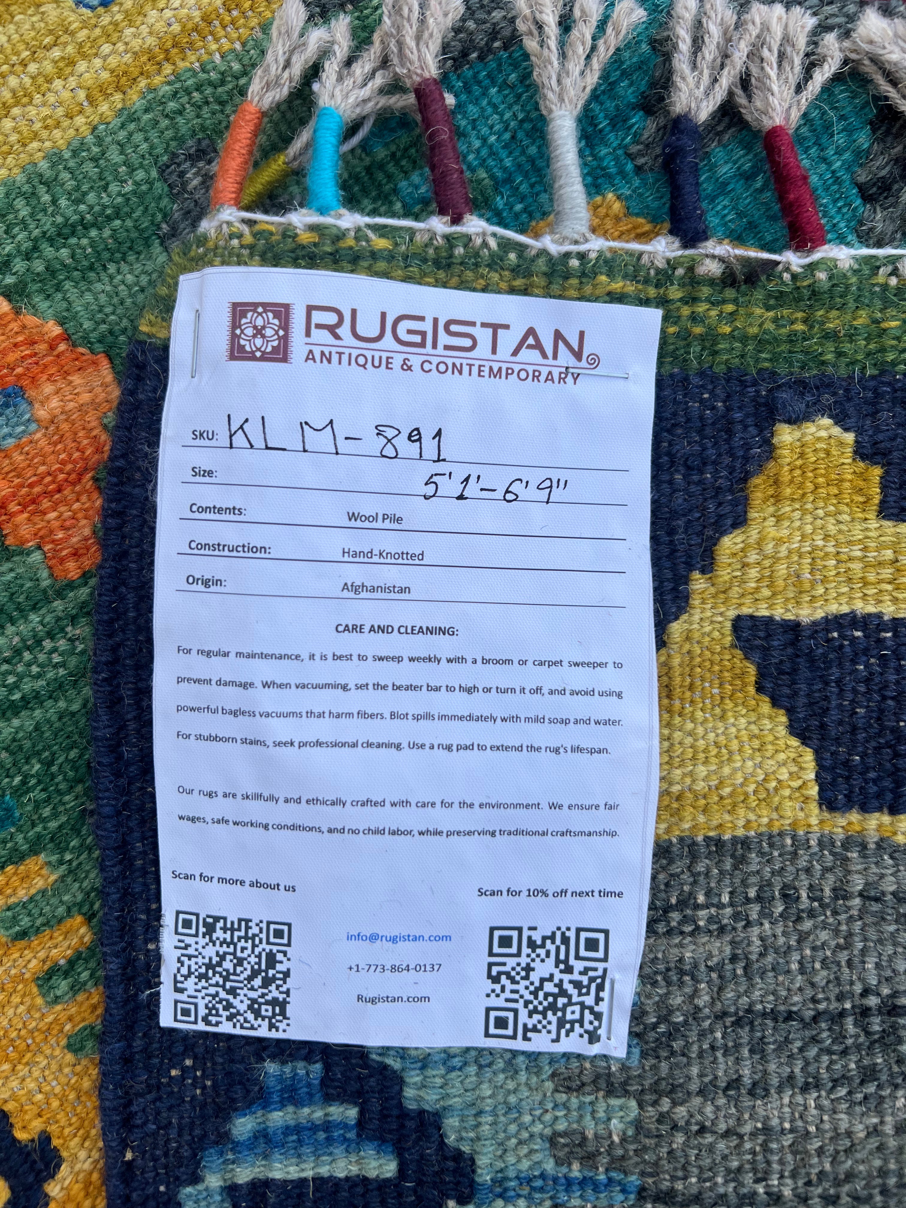 Afghani Kilim 5x8 size range tribal laid flat