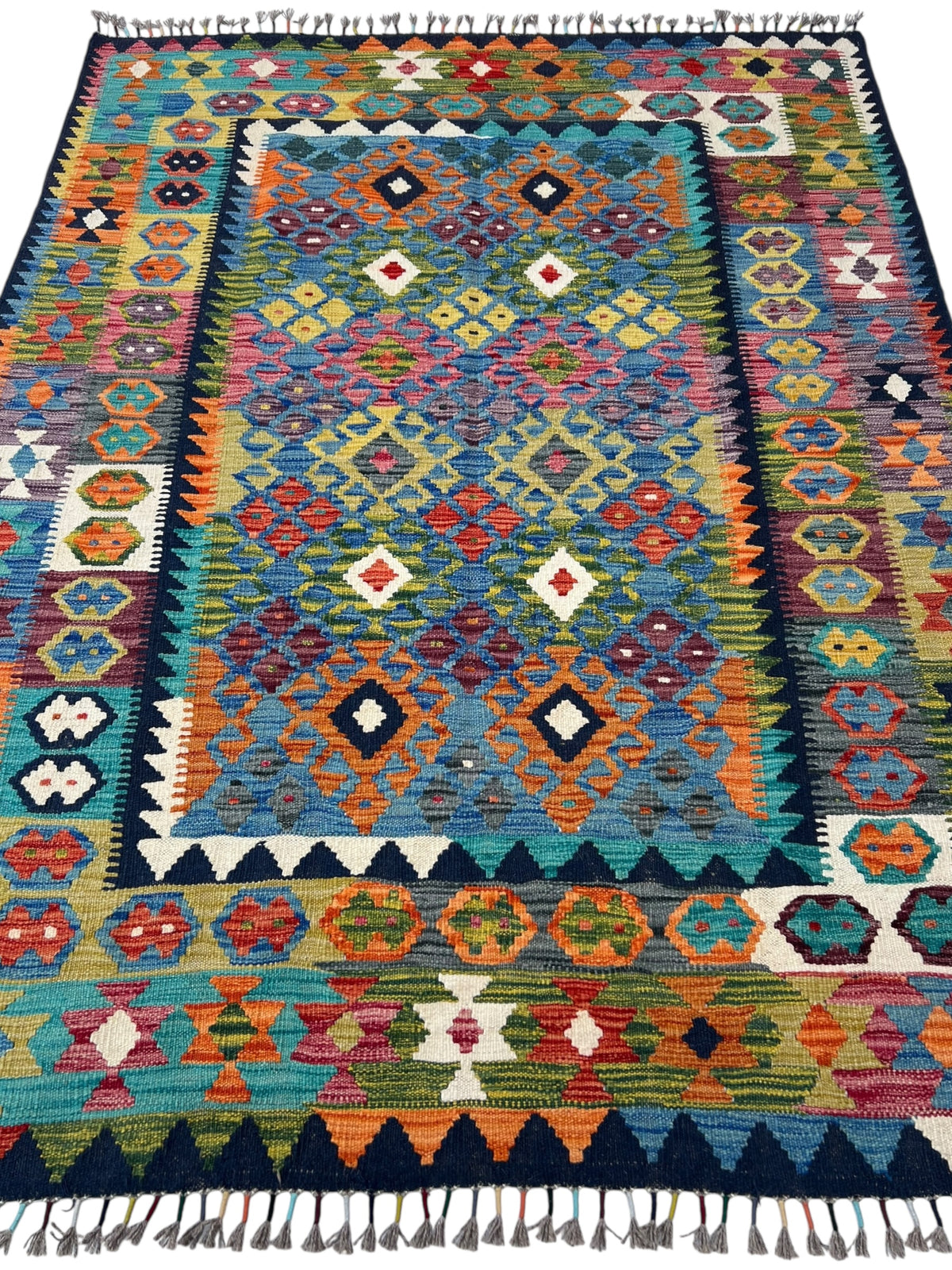 Afghani Kilim 6x9 size range tribal laid flat
