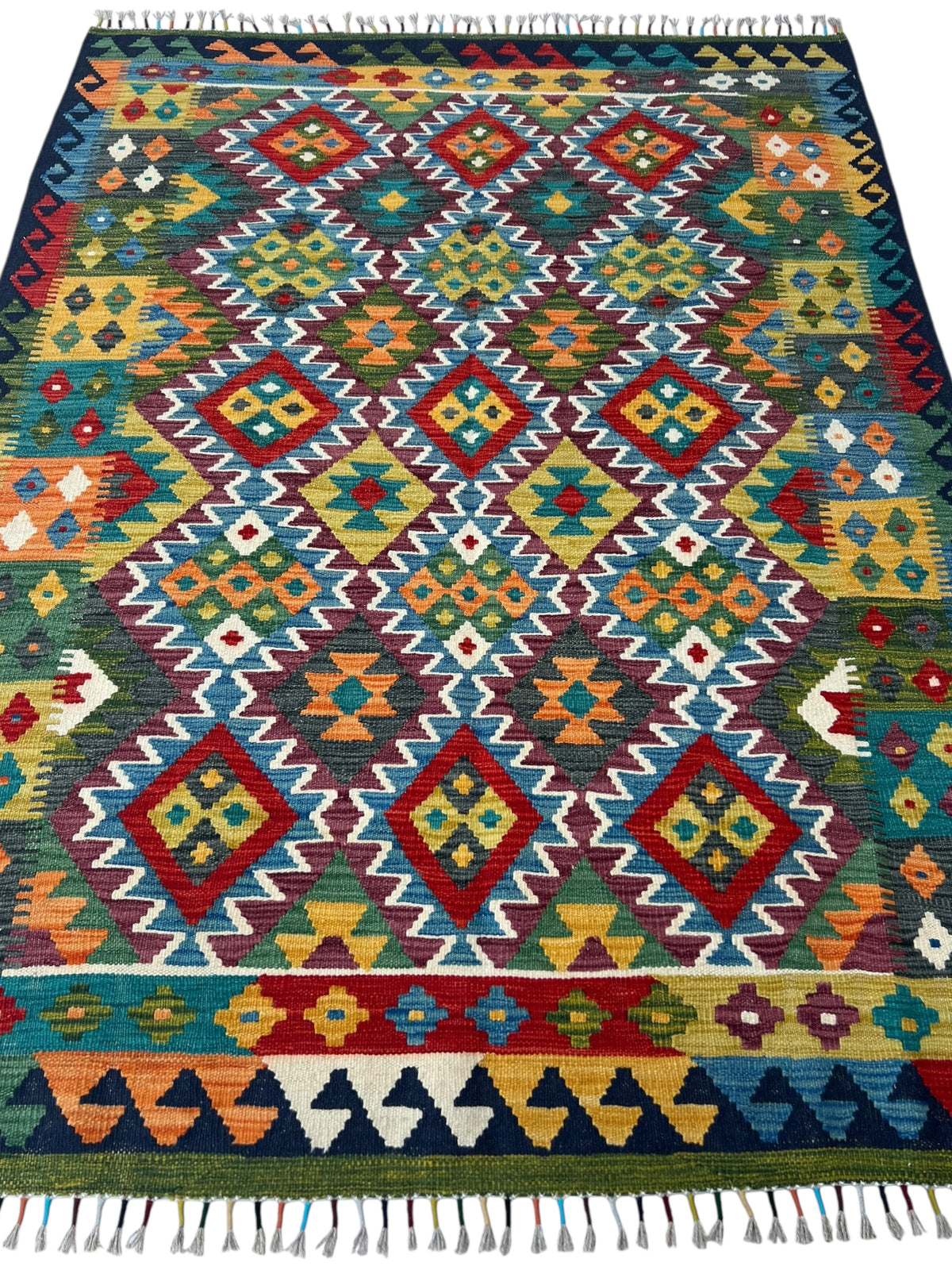 Afghani Kilim 5x8 size range tribal laid flat
