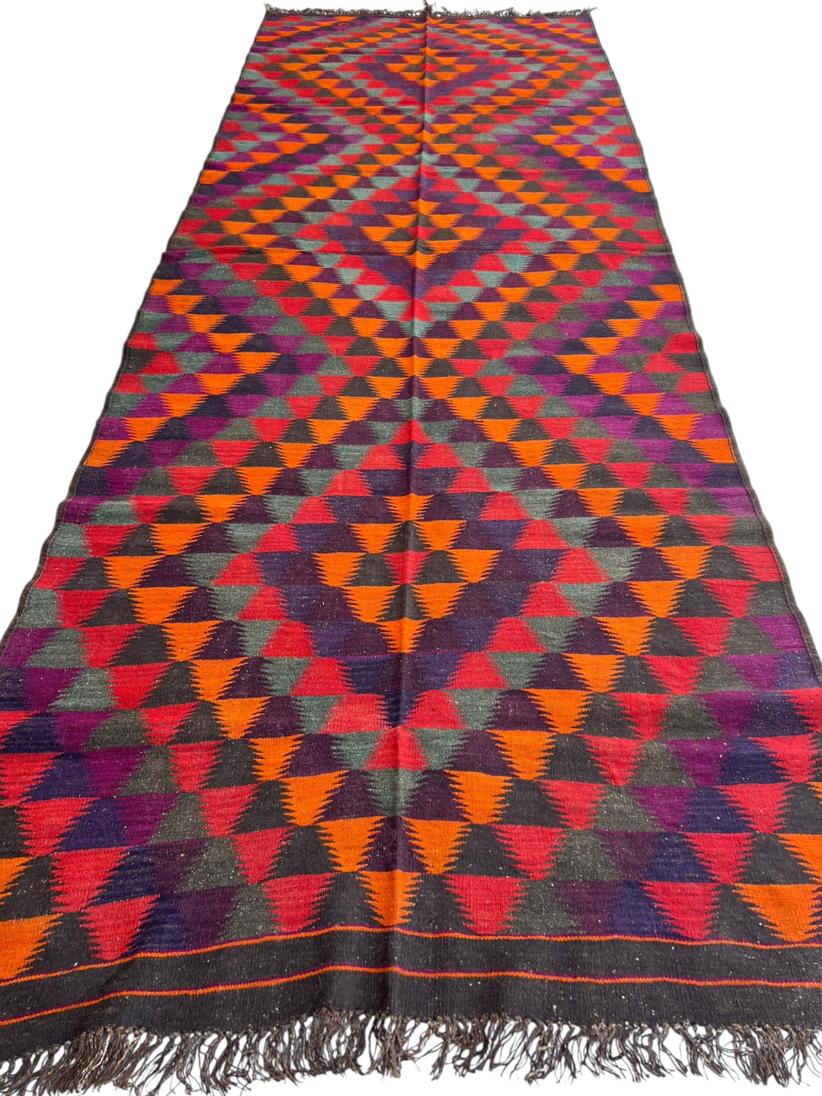Afghani Kilim 10x14 size range tribal laid flat