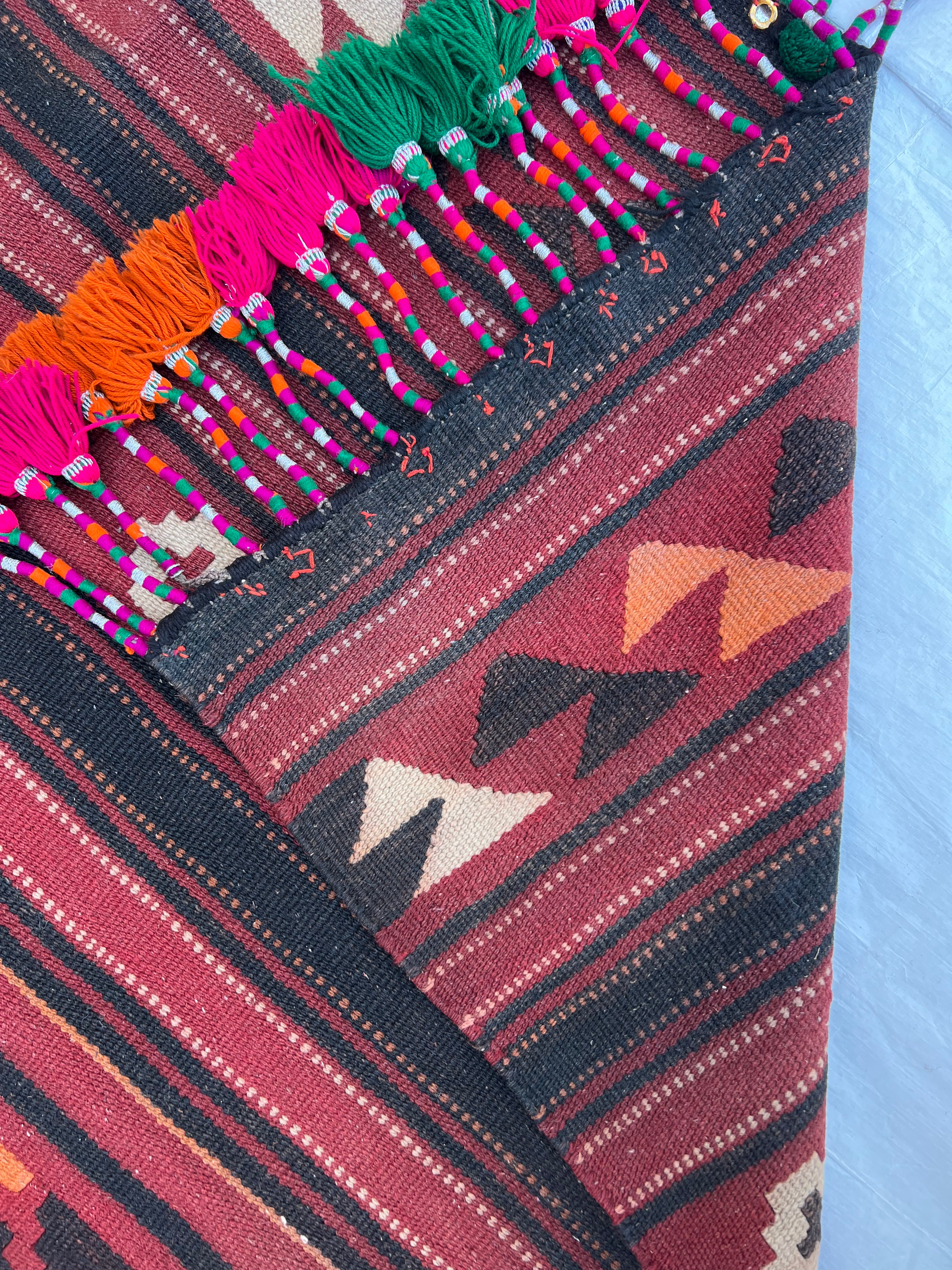 Afghani Kilim 5x12 size range tribal laid flat