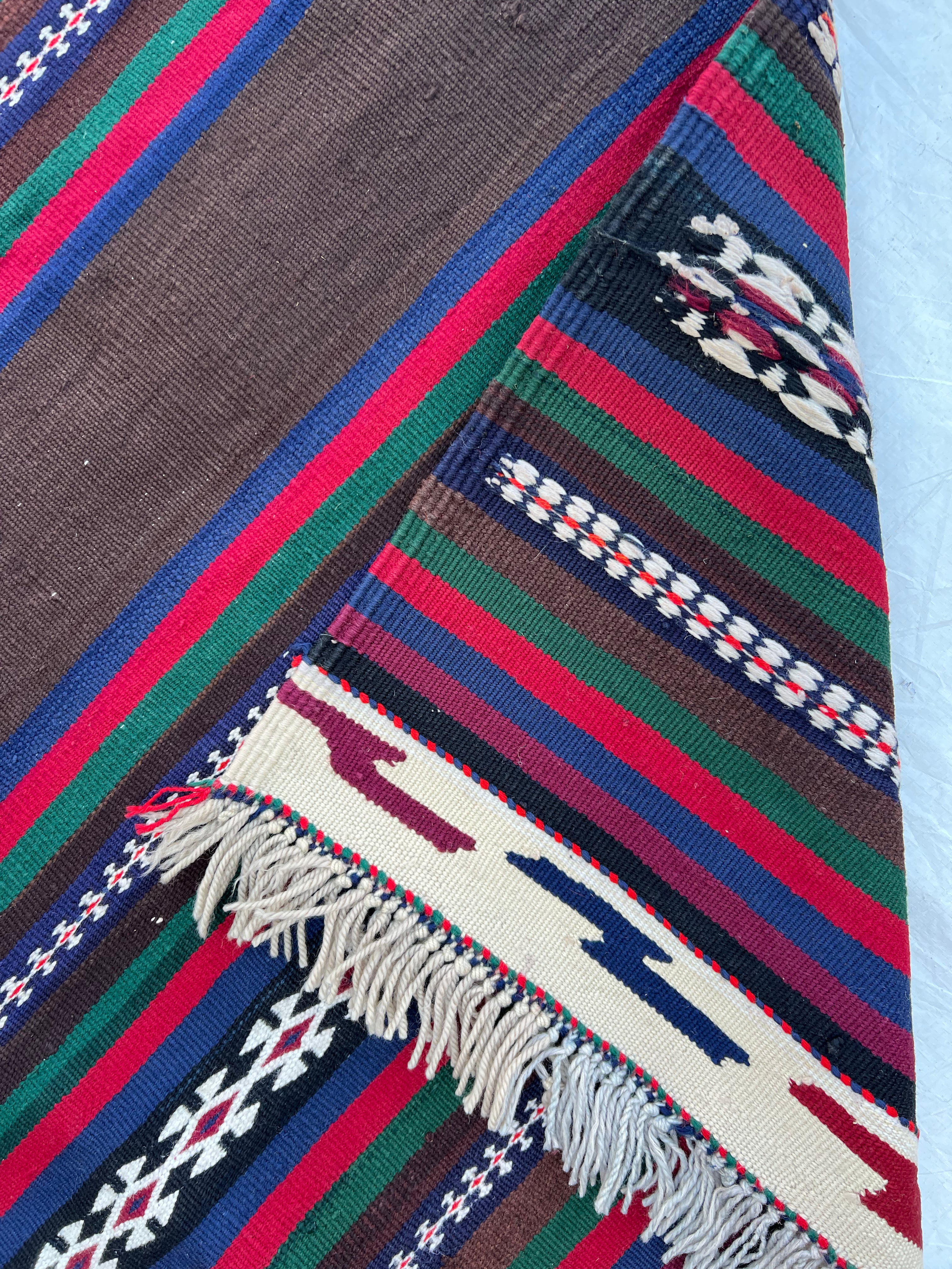 Afghani Kilim 5x12 size range tribal laid flat