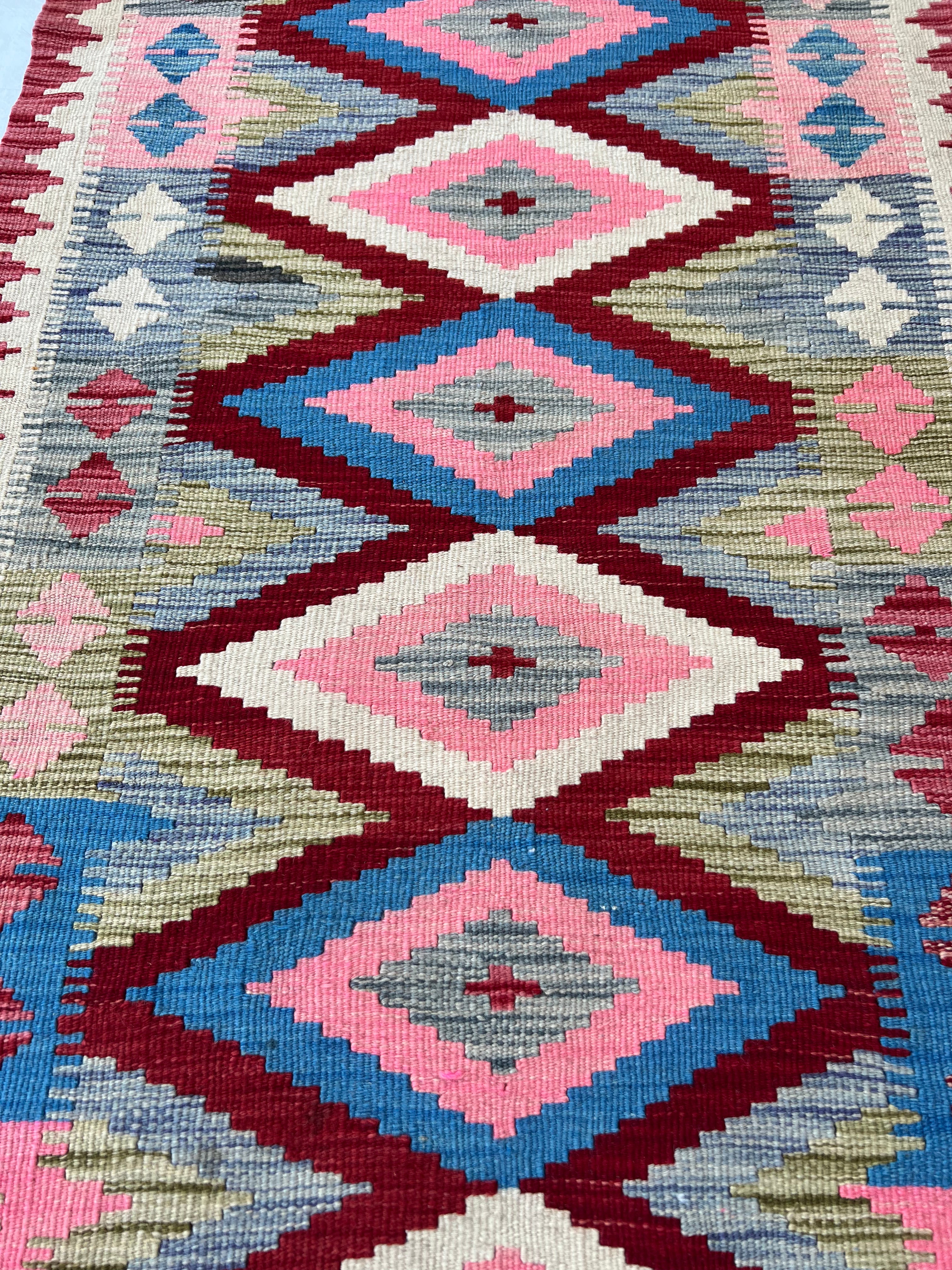 Afghani Kilim 3x10 size range tribal laid flat