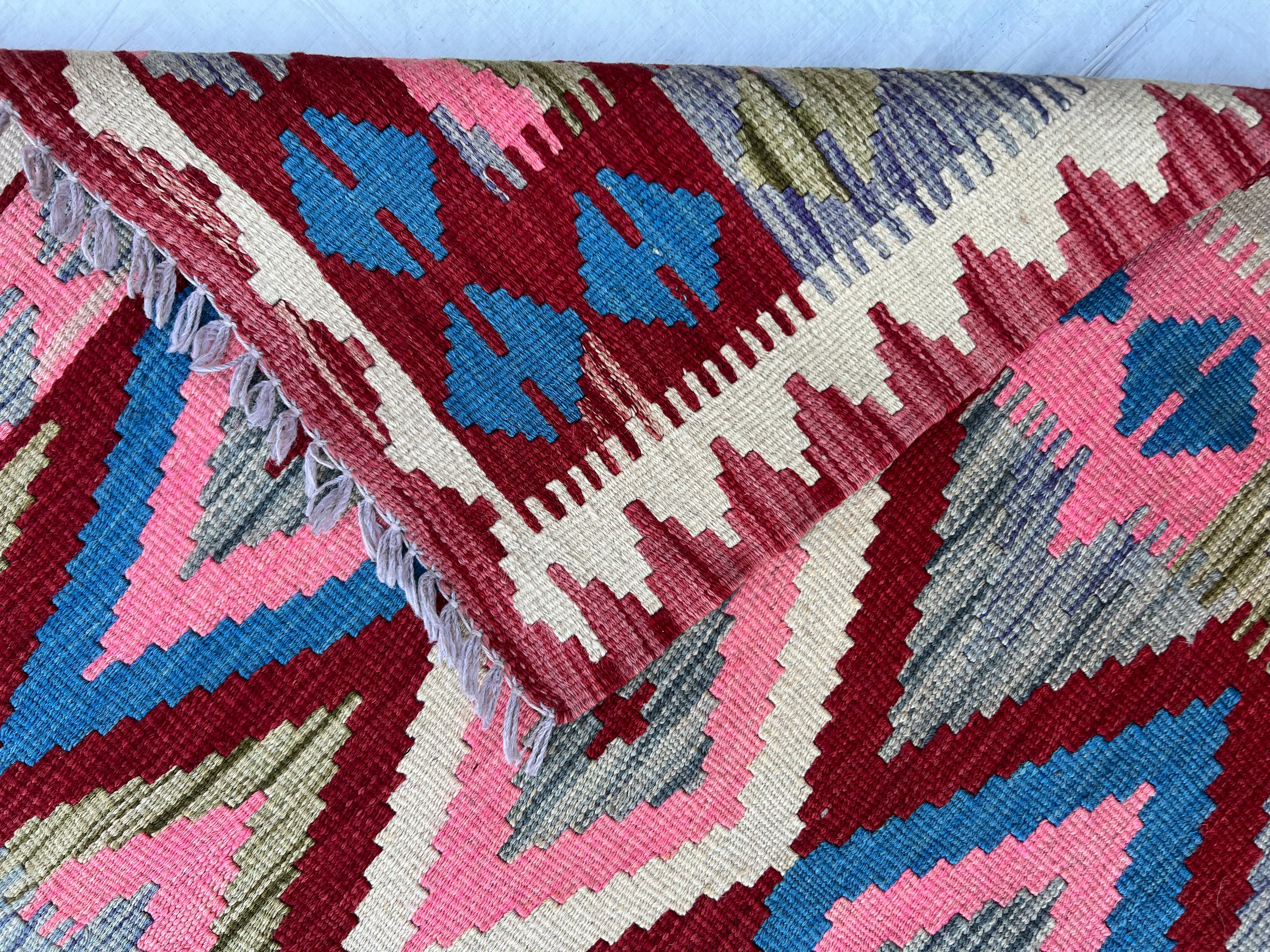 Afghani Kilim 3x10 size range tribal laid flat