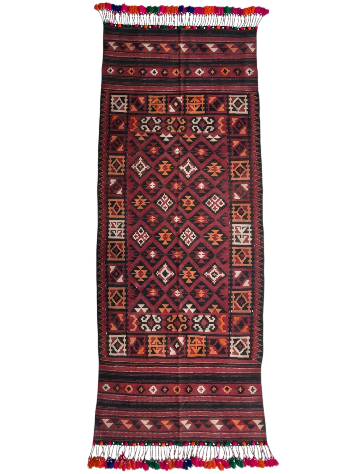 Afghani Kilim 5x12 size range tribal laid flat