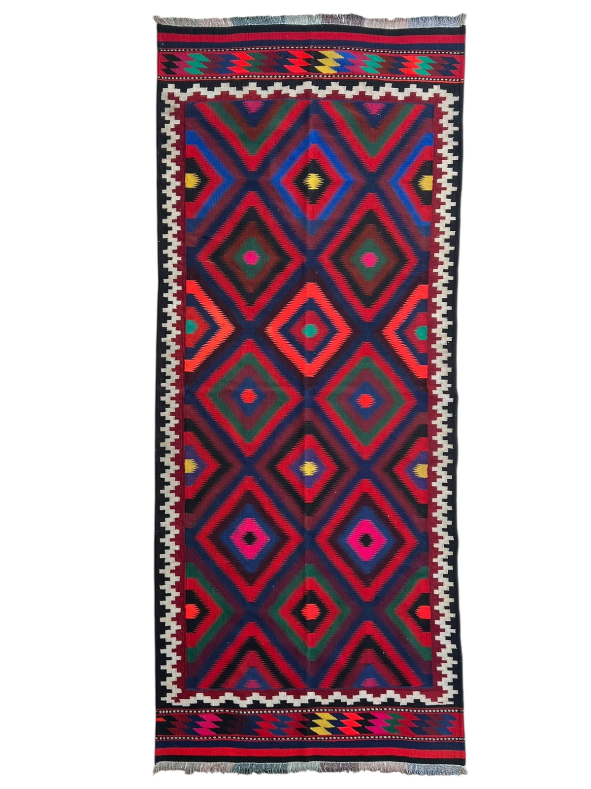 Afghani Kilim 5x12 size range tribal laid flat