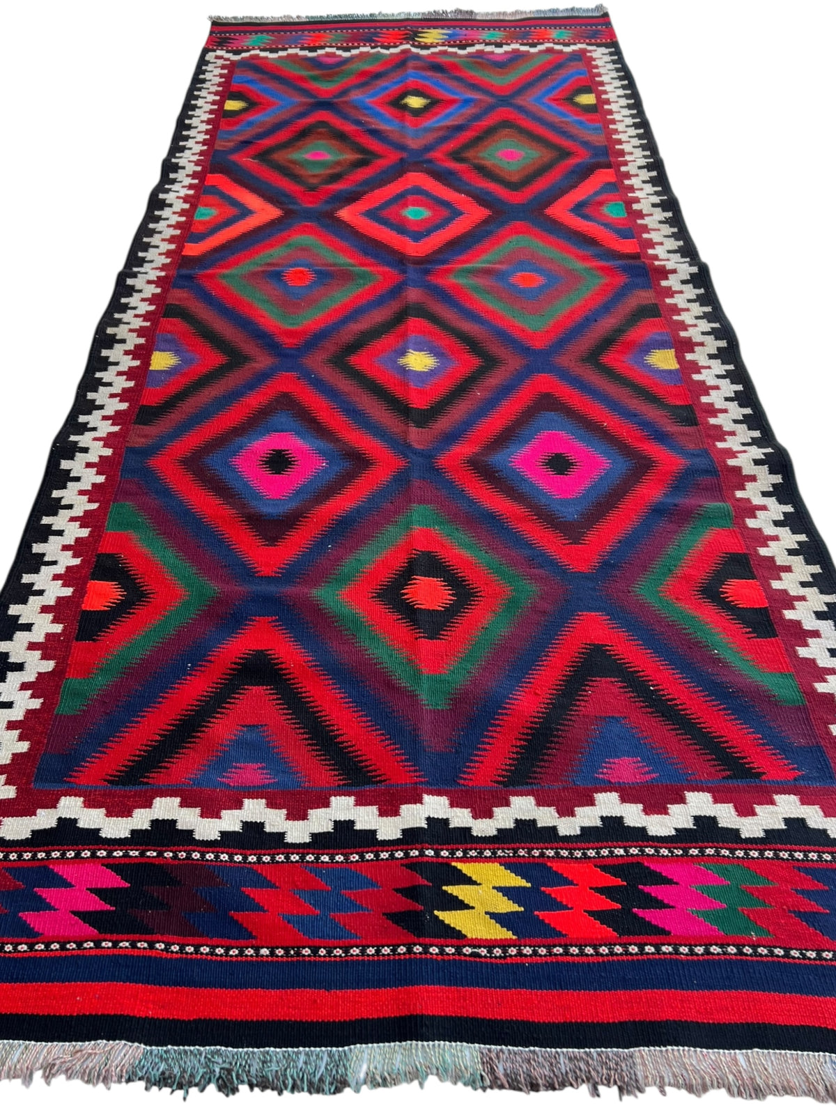 Afghani Kilim 5x12 size range tribal laid flat