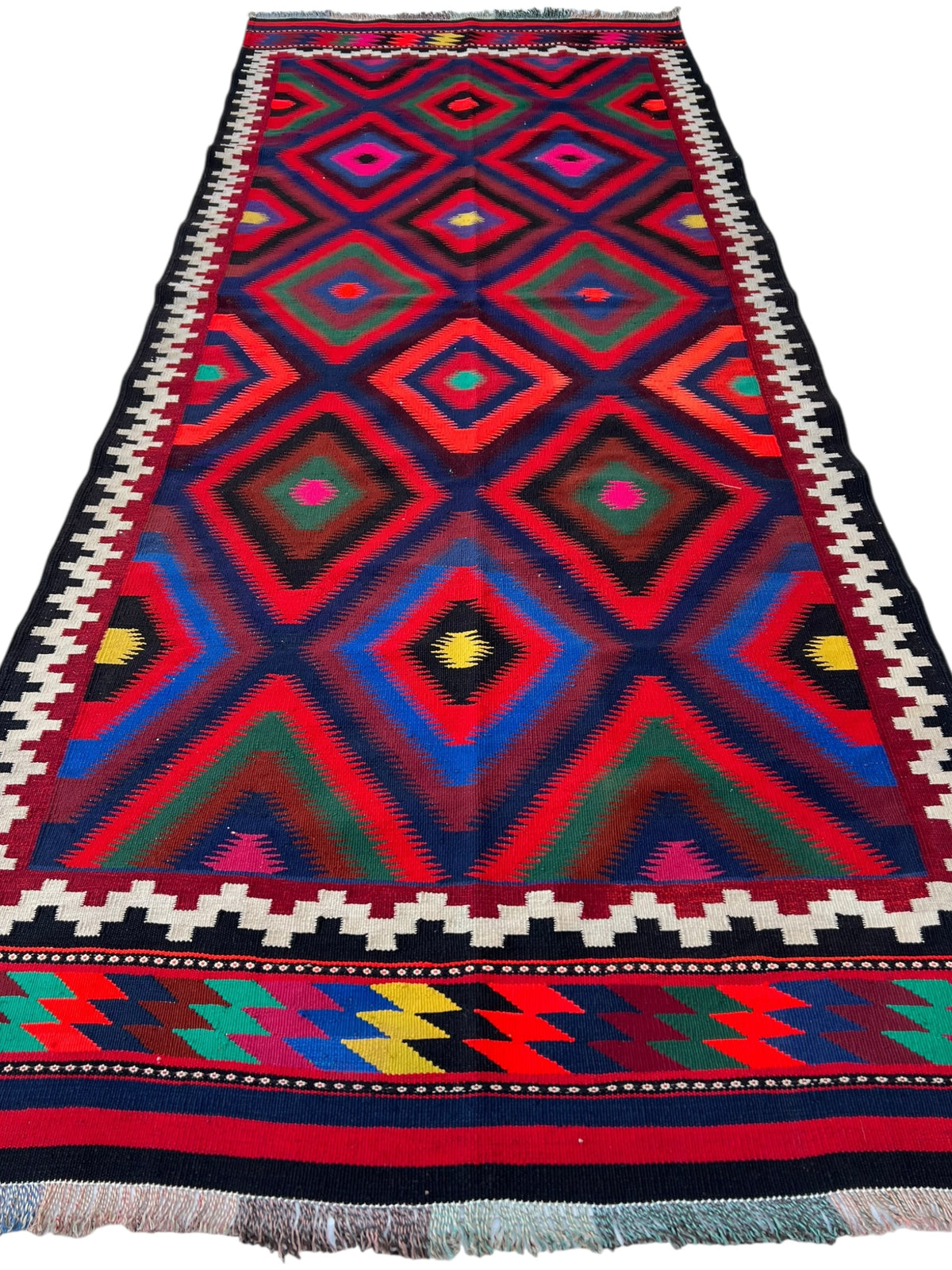 Afghani Kilim 5x12 size range tribal laid flat