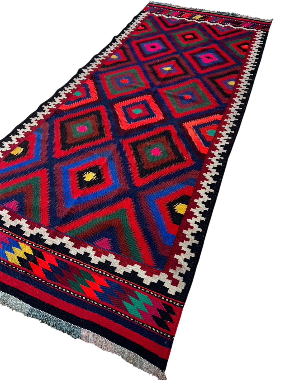 Afghani Kilim 5x12 size range tribal laid flat