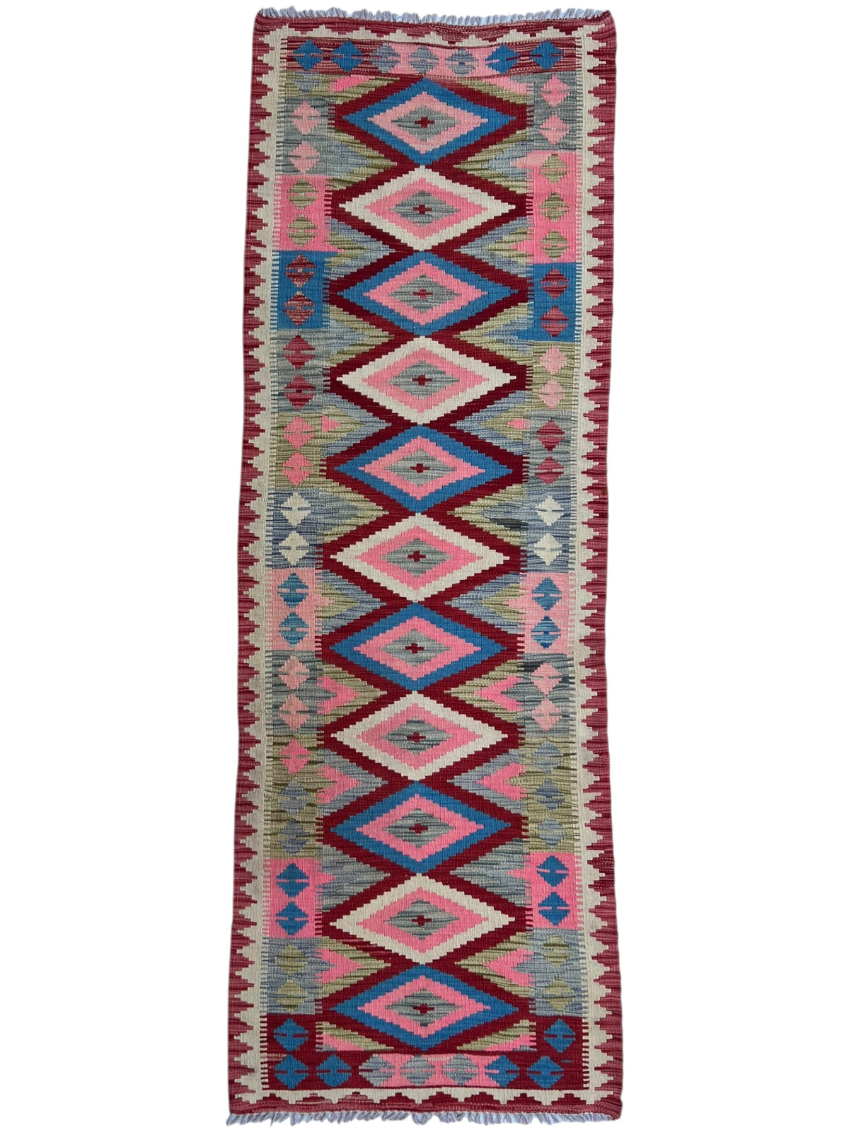 Afghani Kilim 3x10 size range tribal laid flat