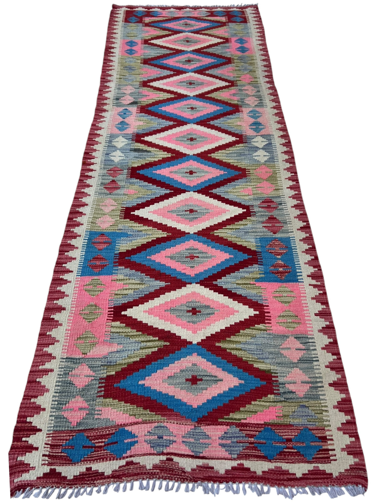 Afghani Kilim 3x10 size range tribal laid flat