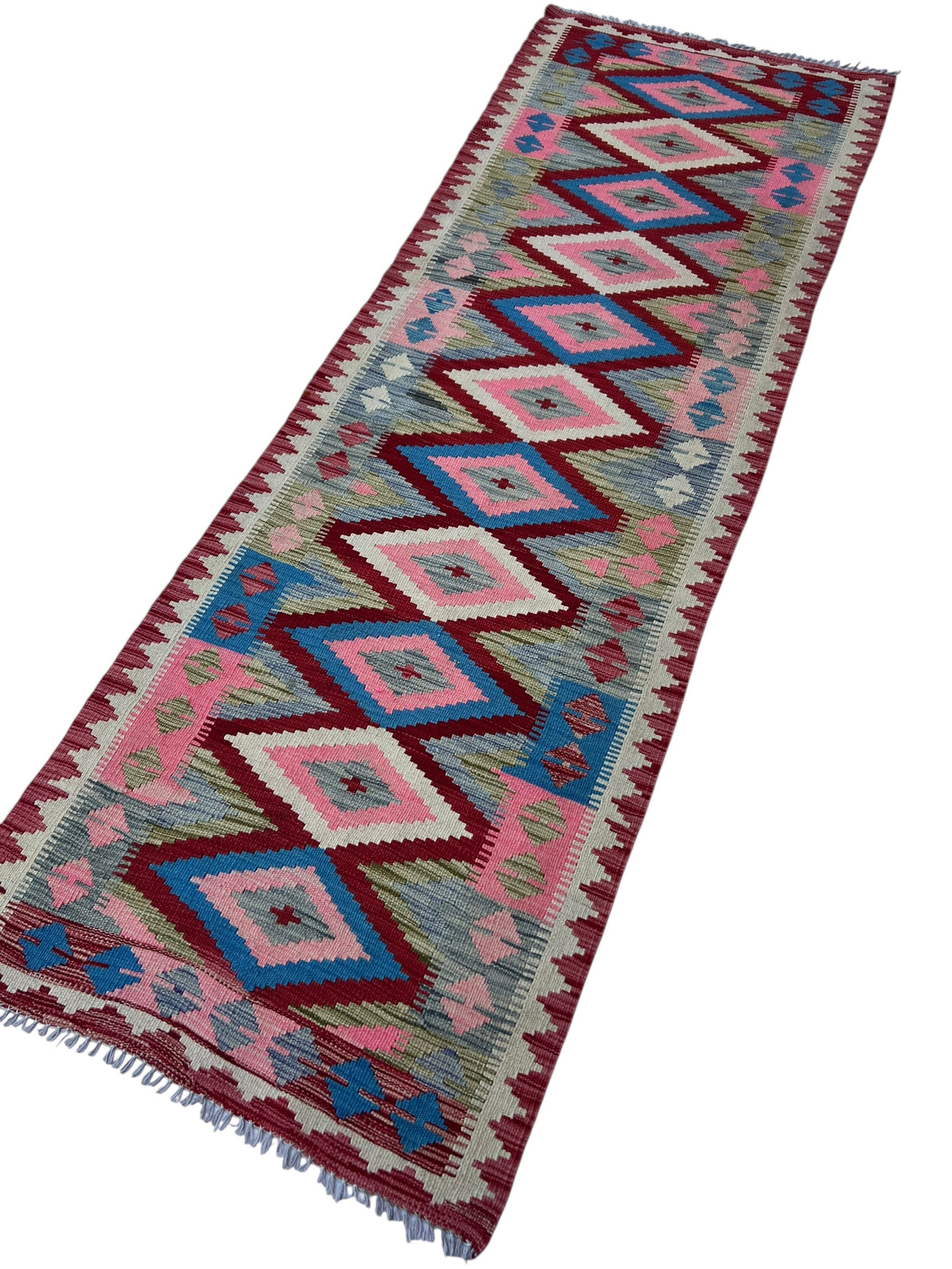 Afghani Kilim 3x10 size range tribal laid flat