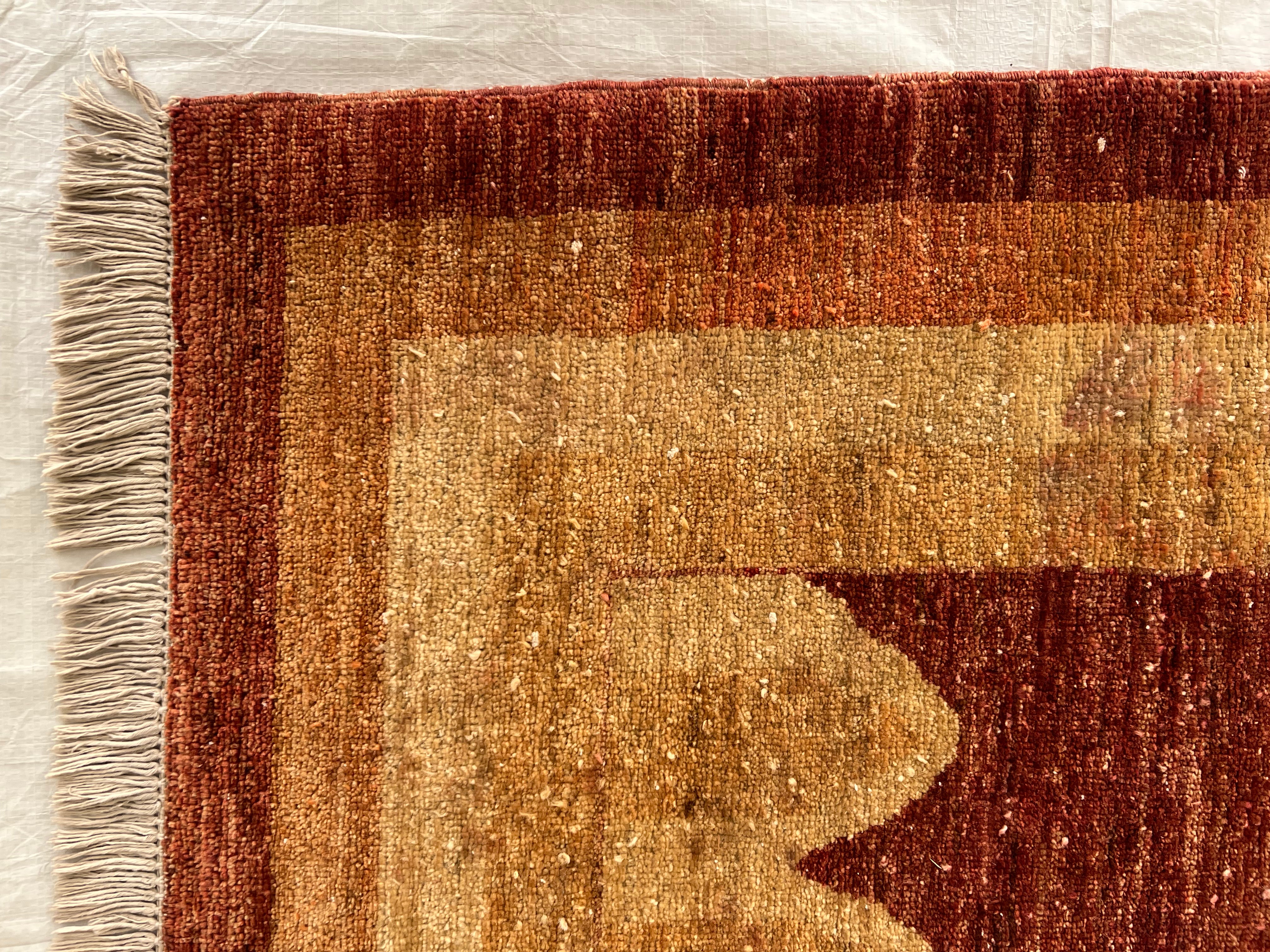 Afghani Rug size size range tribal Cream Beige laid flat