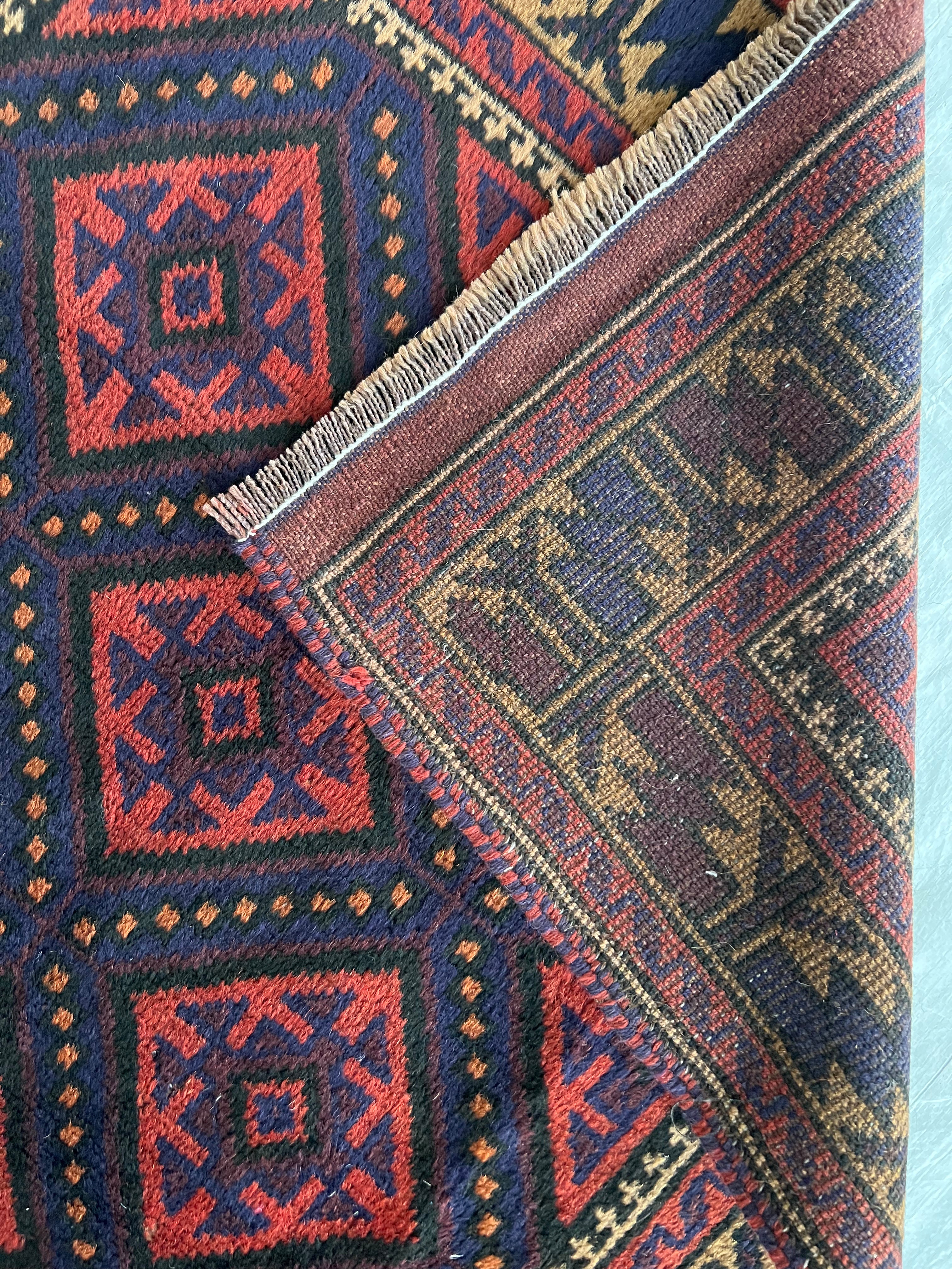 Afghani Rug 3x5 size range tribal Red Blue laid flat