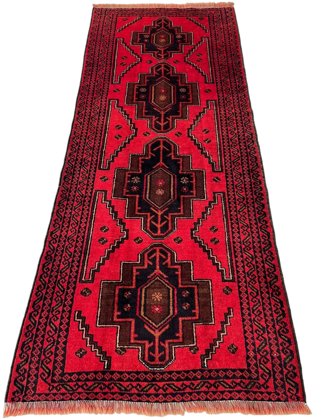 Afghani Runner runner size range tribal Red Blue laid flat