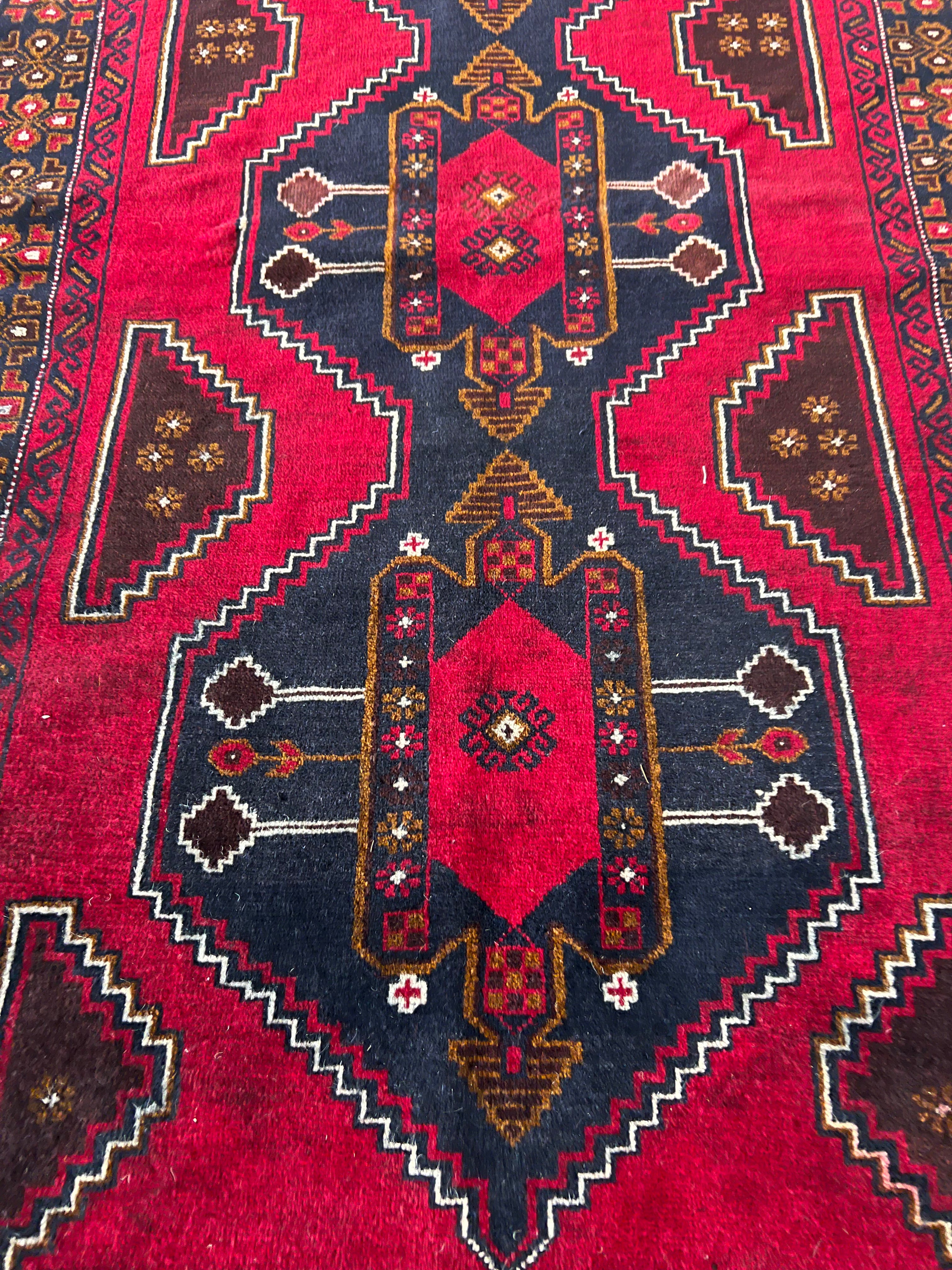 Afghani Rug 3x5 size range tribal Red Blue laid flat