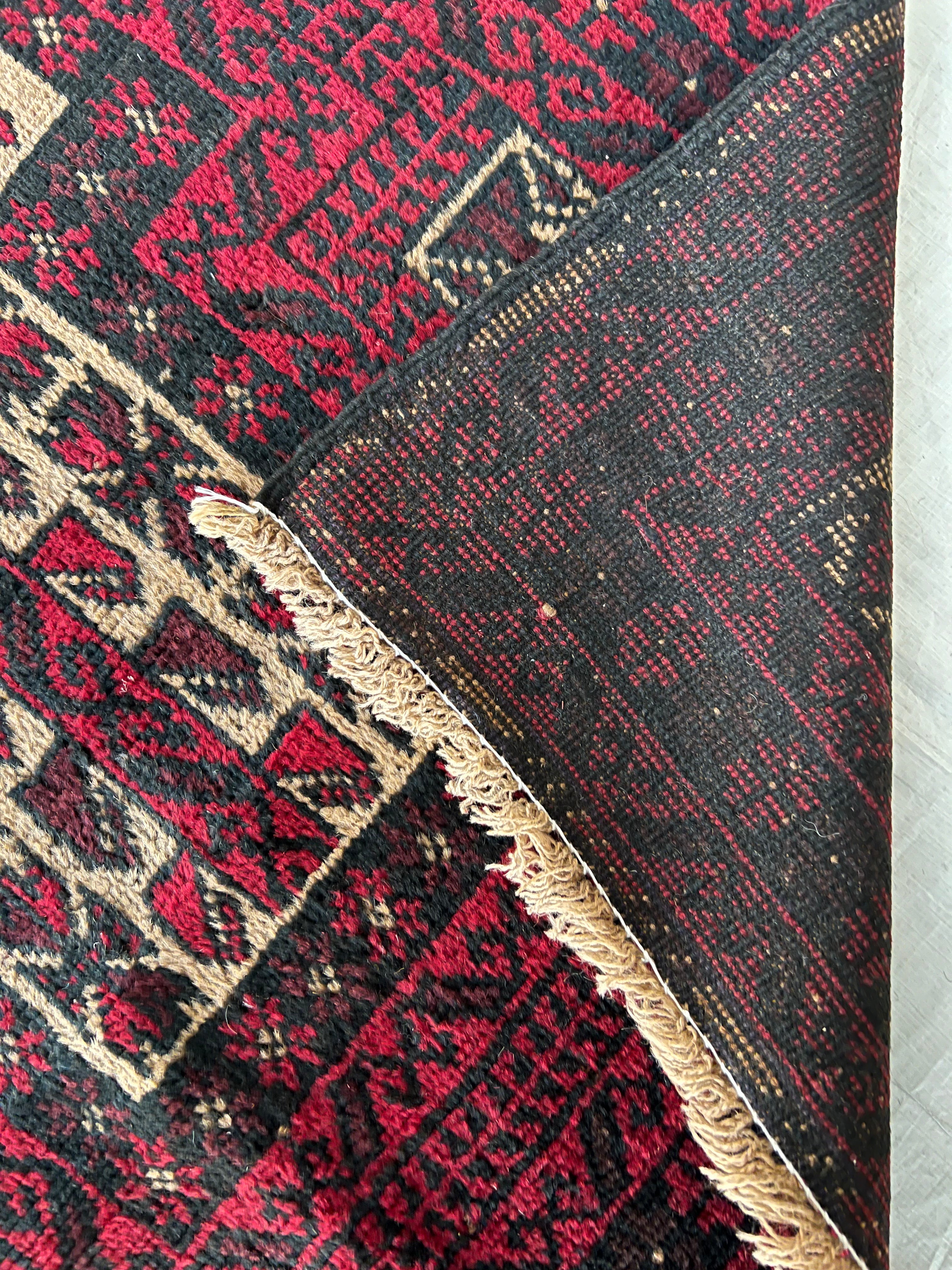 Afghani Prayer Rug 3x5 size range mihrab laid flat