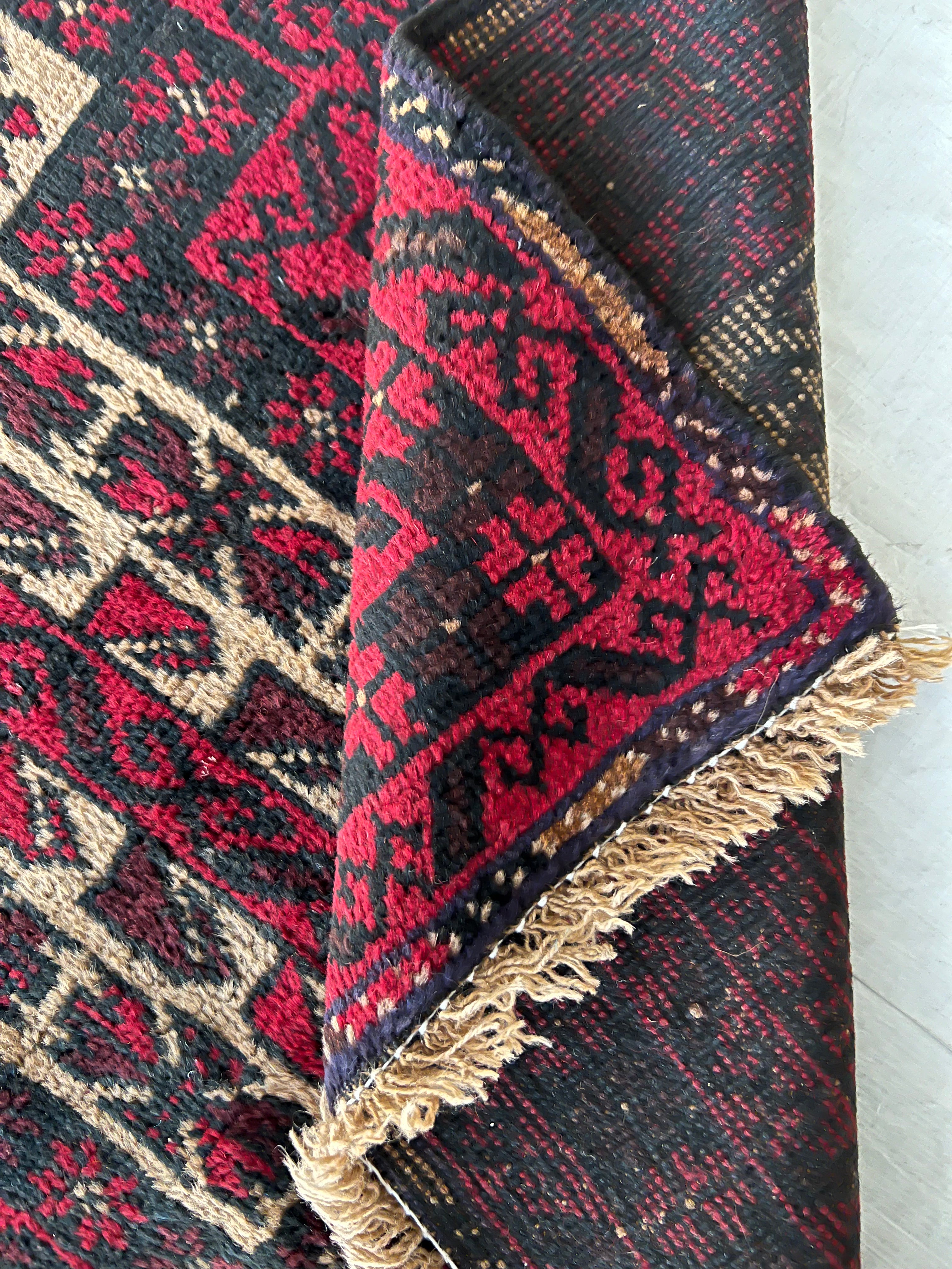 Afghani Prayer Rug 3x5 size range mihrab laid flat
