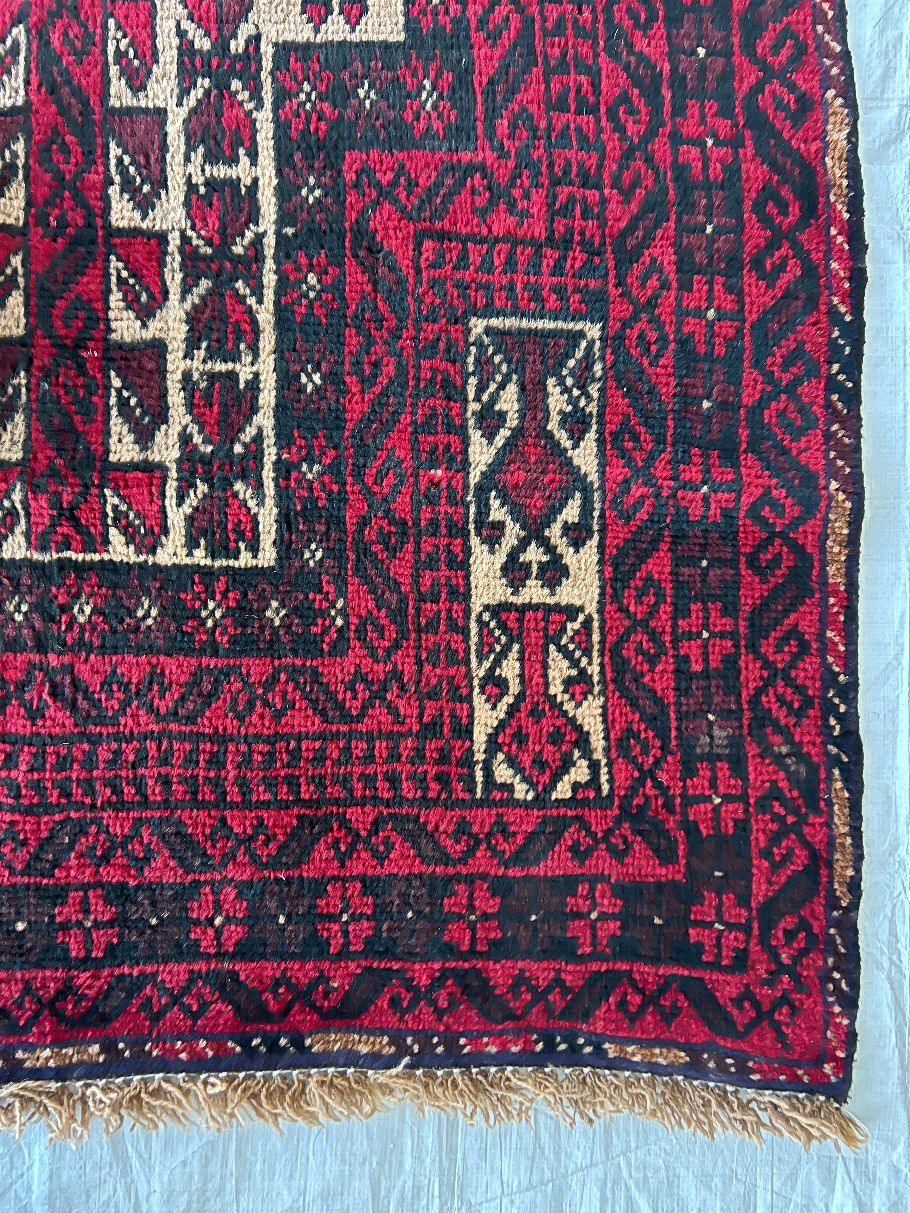 Afghani Prayer Rug 3x5 size range mihrab laid flat
