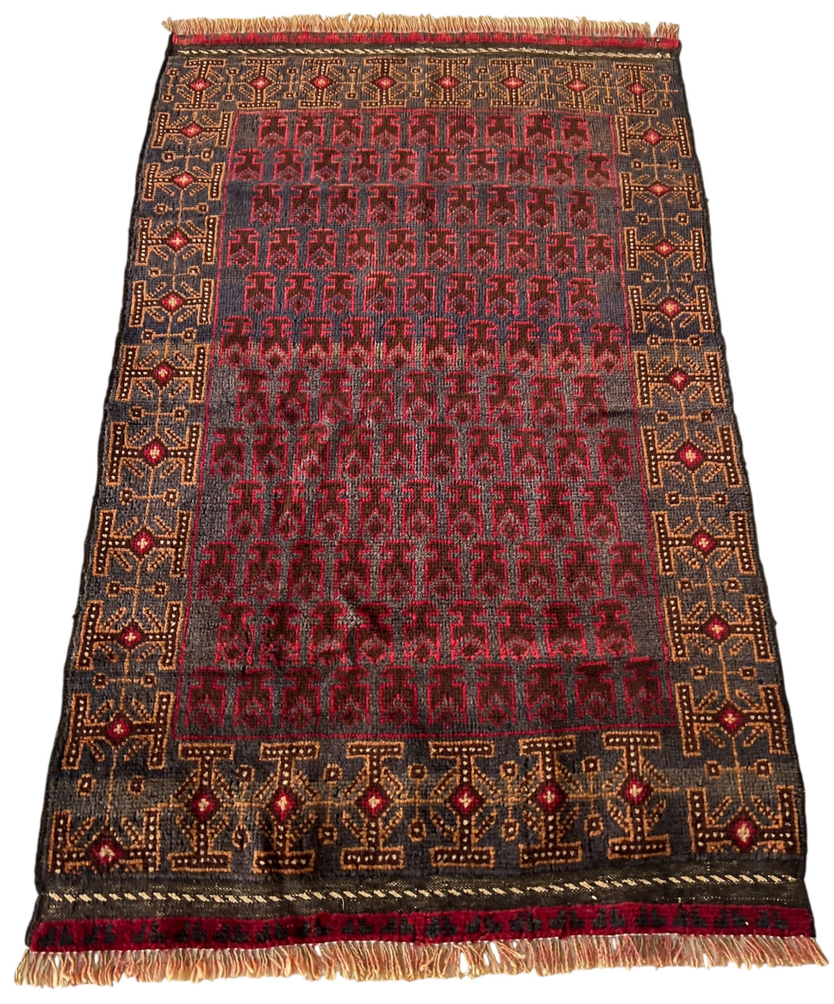 Afghani Rug 3x5 size range tribal Red laid flat