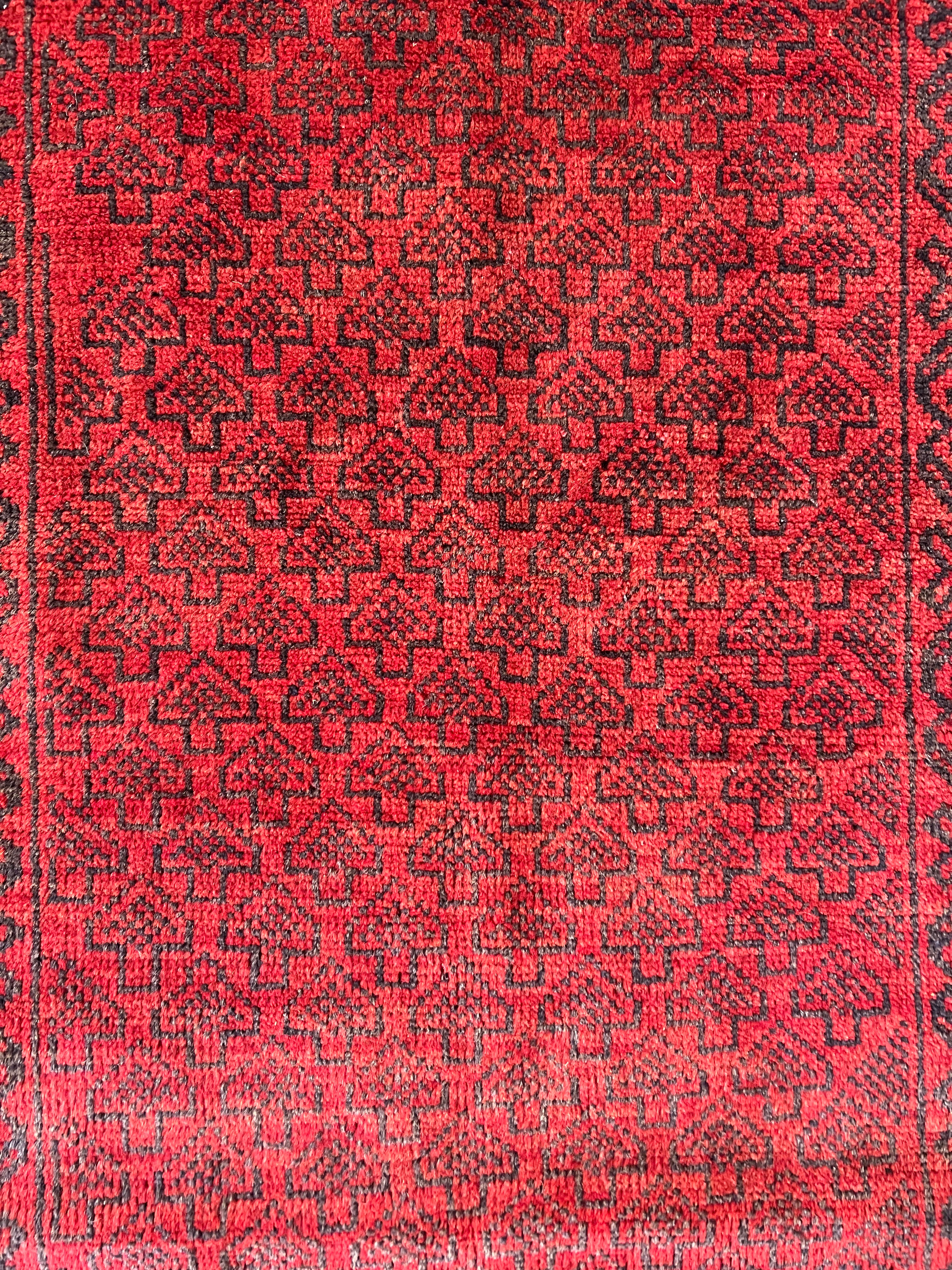 Afghani Rug 3x7 size range tribal Red laid flat