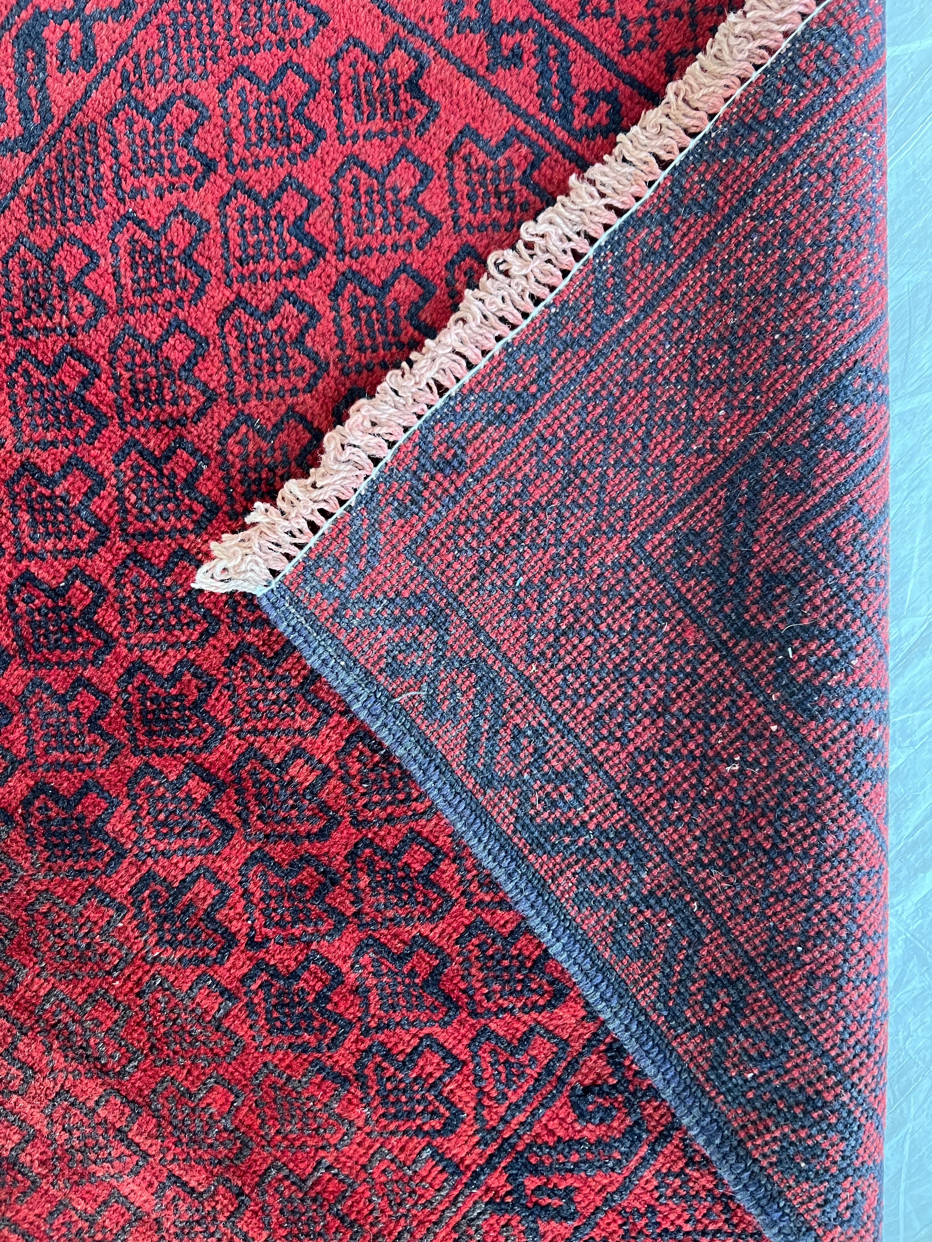 Afghani Rug 3x7 size range tribal Red laid flat