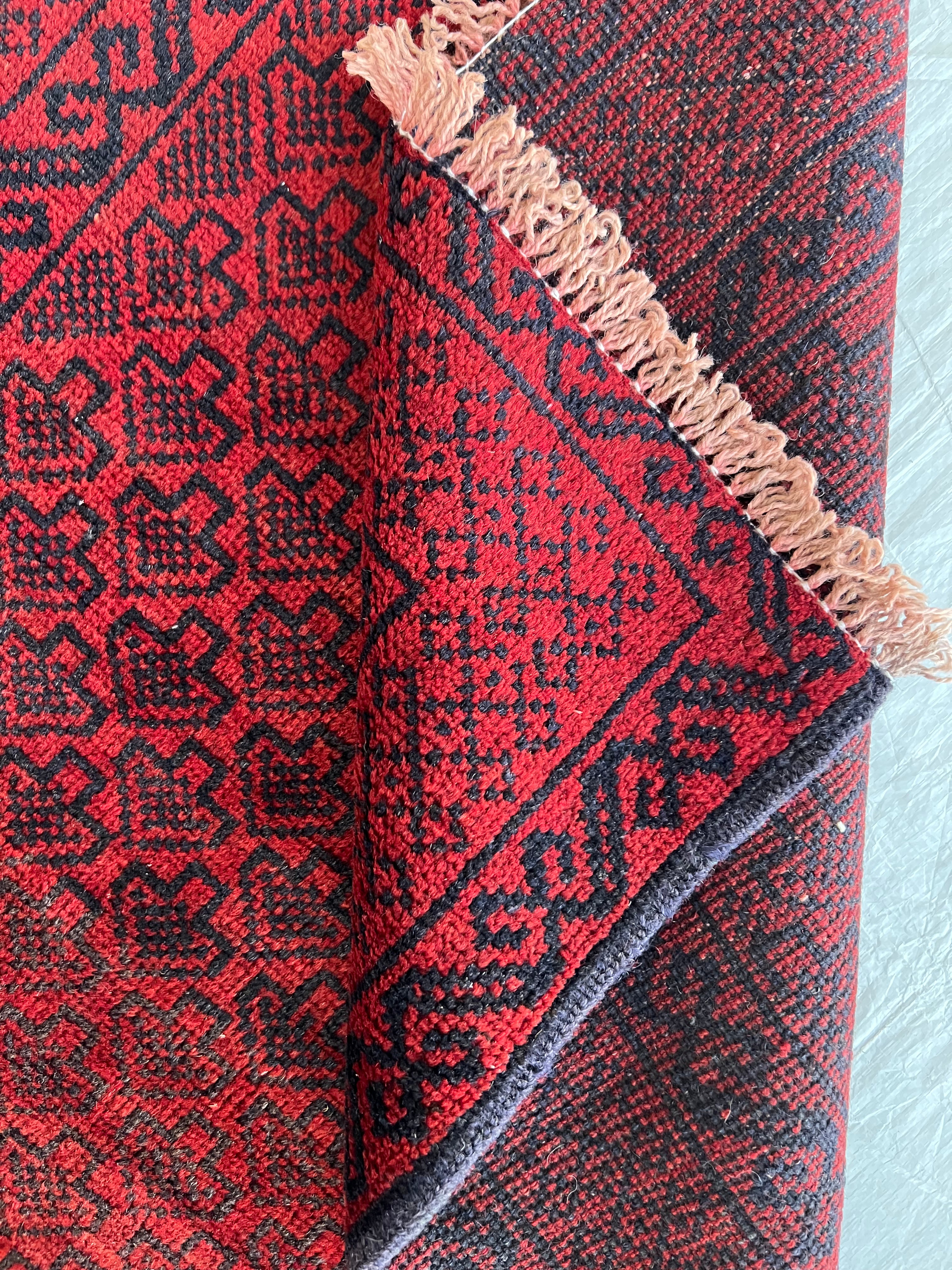 Afghani Rug 3x7 size range tribal Red laid flat