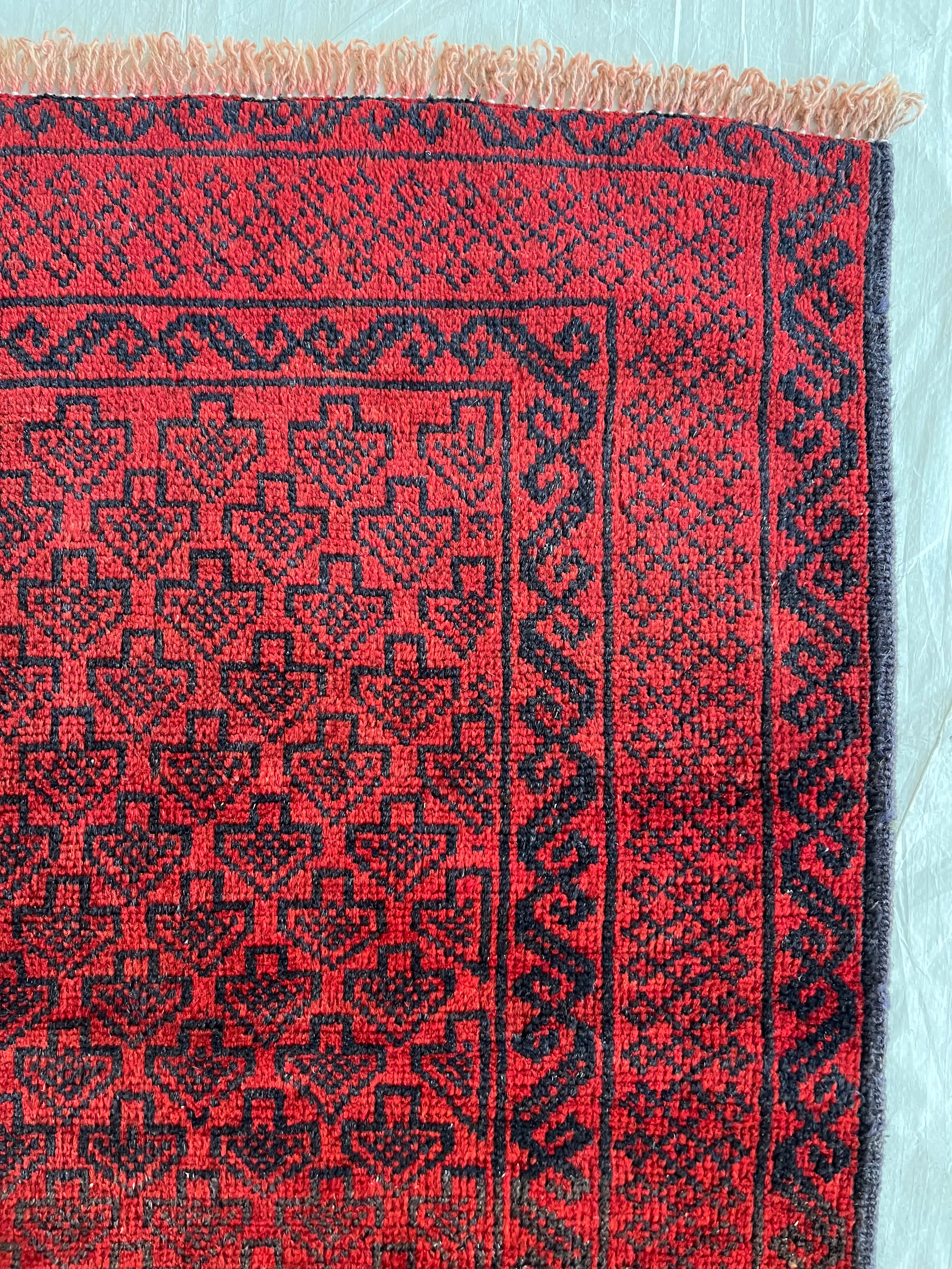Afghani Rug 3x7 size range tribal Red laid flat