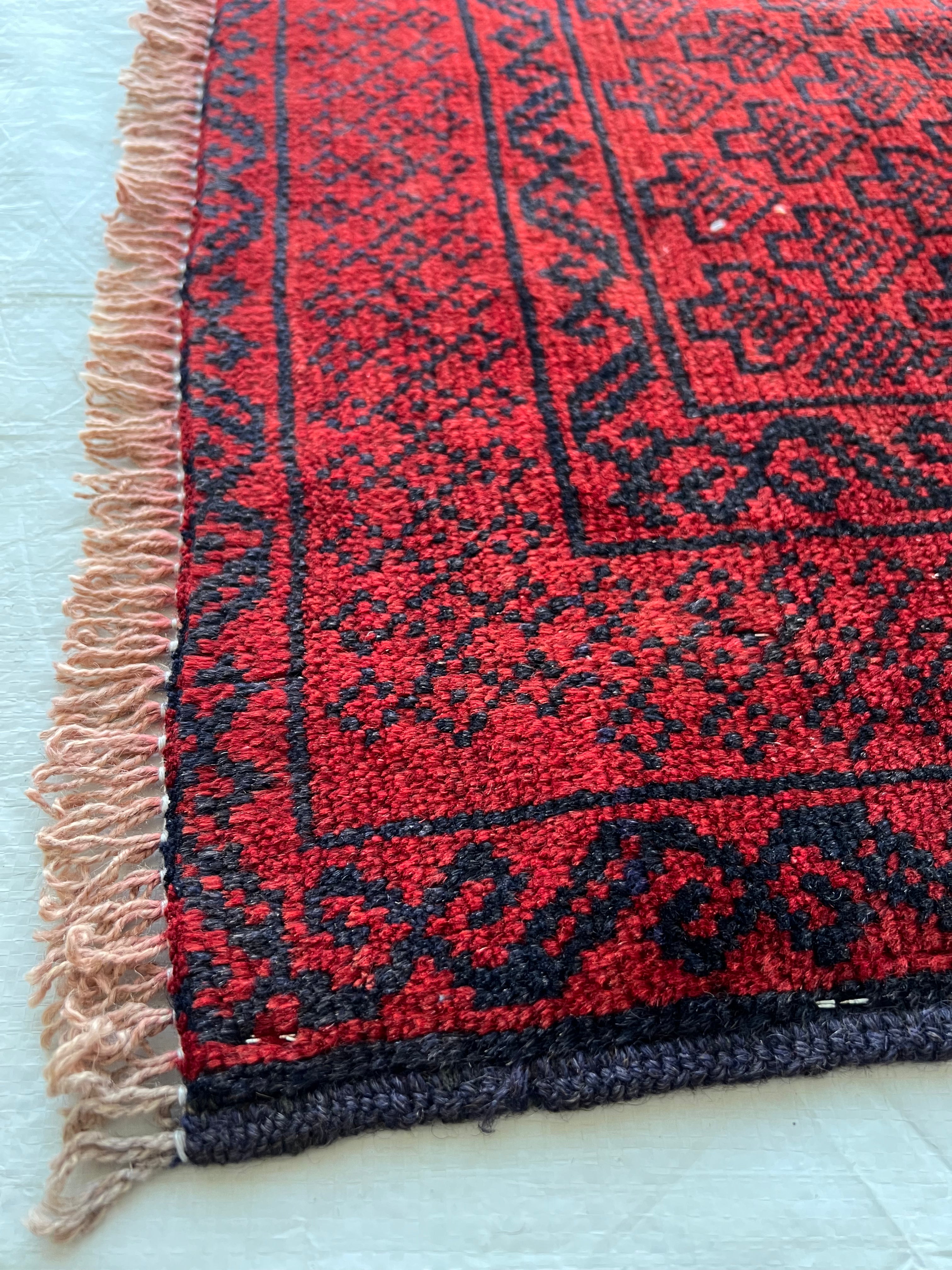 Afghani Rug 3x7 size range tribal Red laid flat