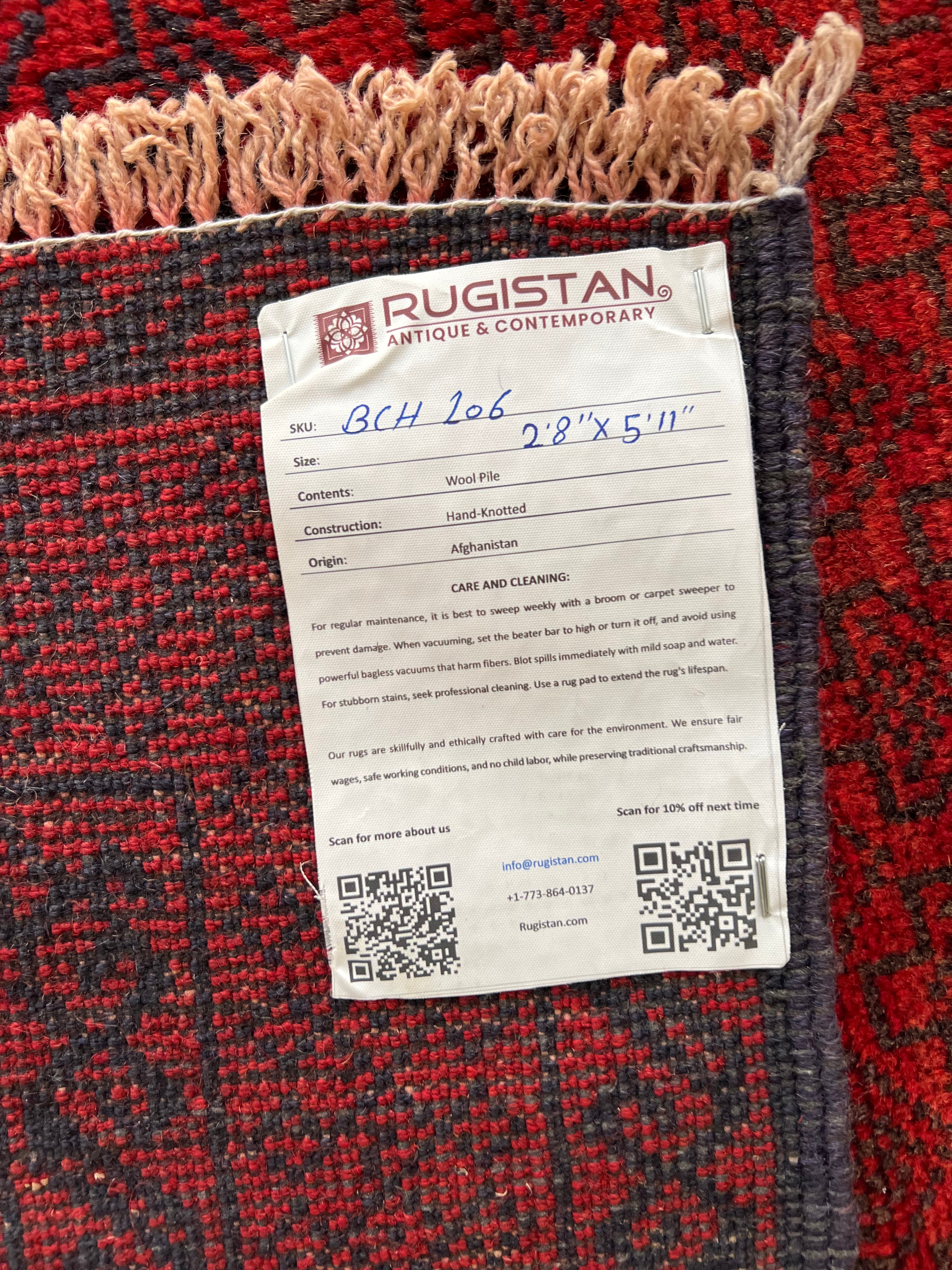 Afghani Rug 3x7 size range tribal Red laid flat