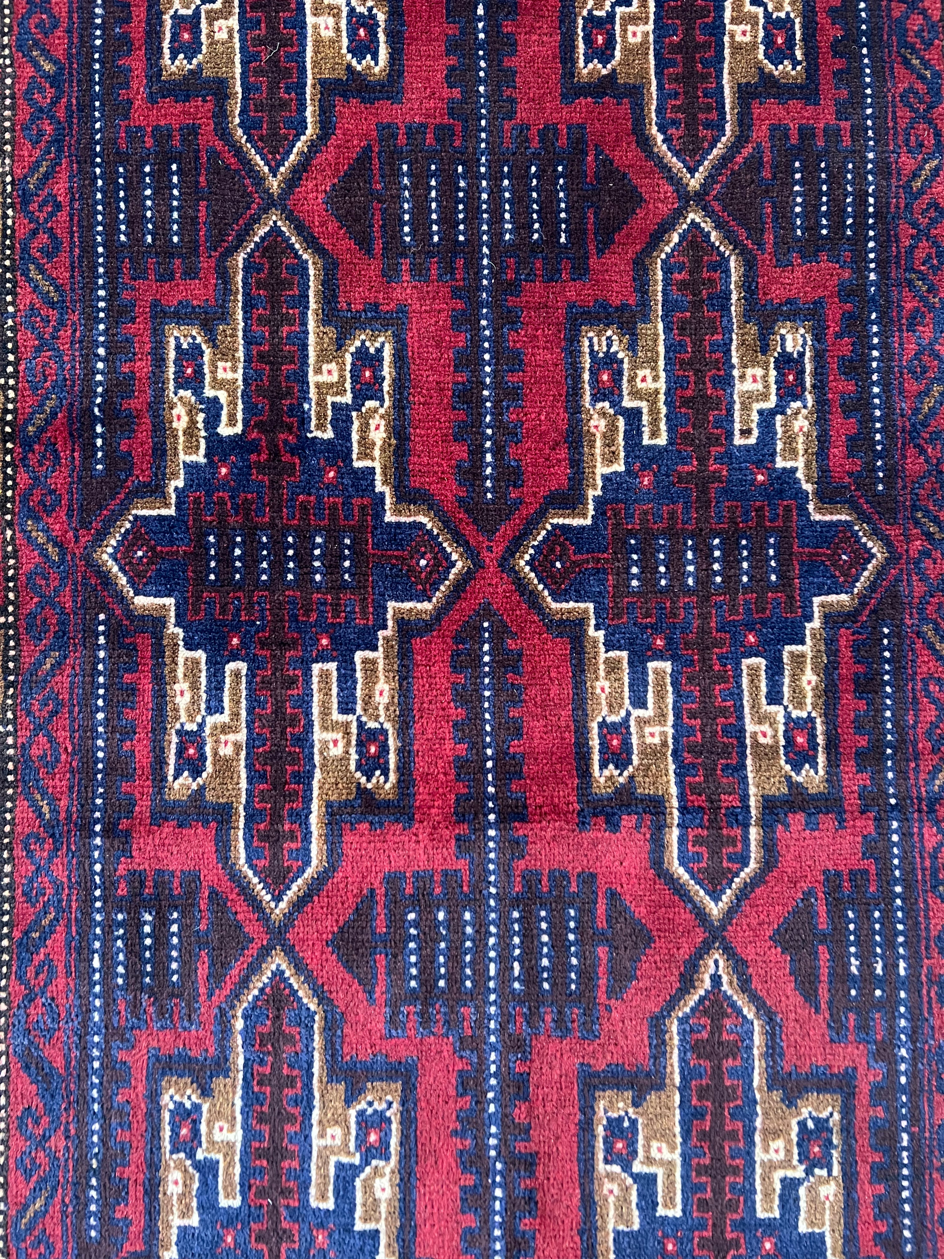 Afghani Rug 3x7 size range tribal Red laid flat