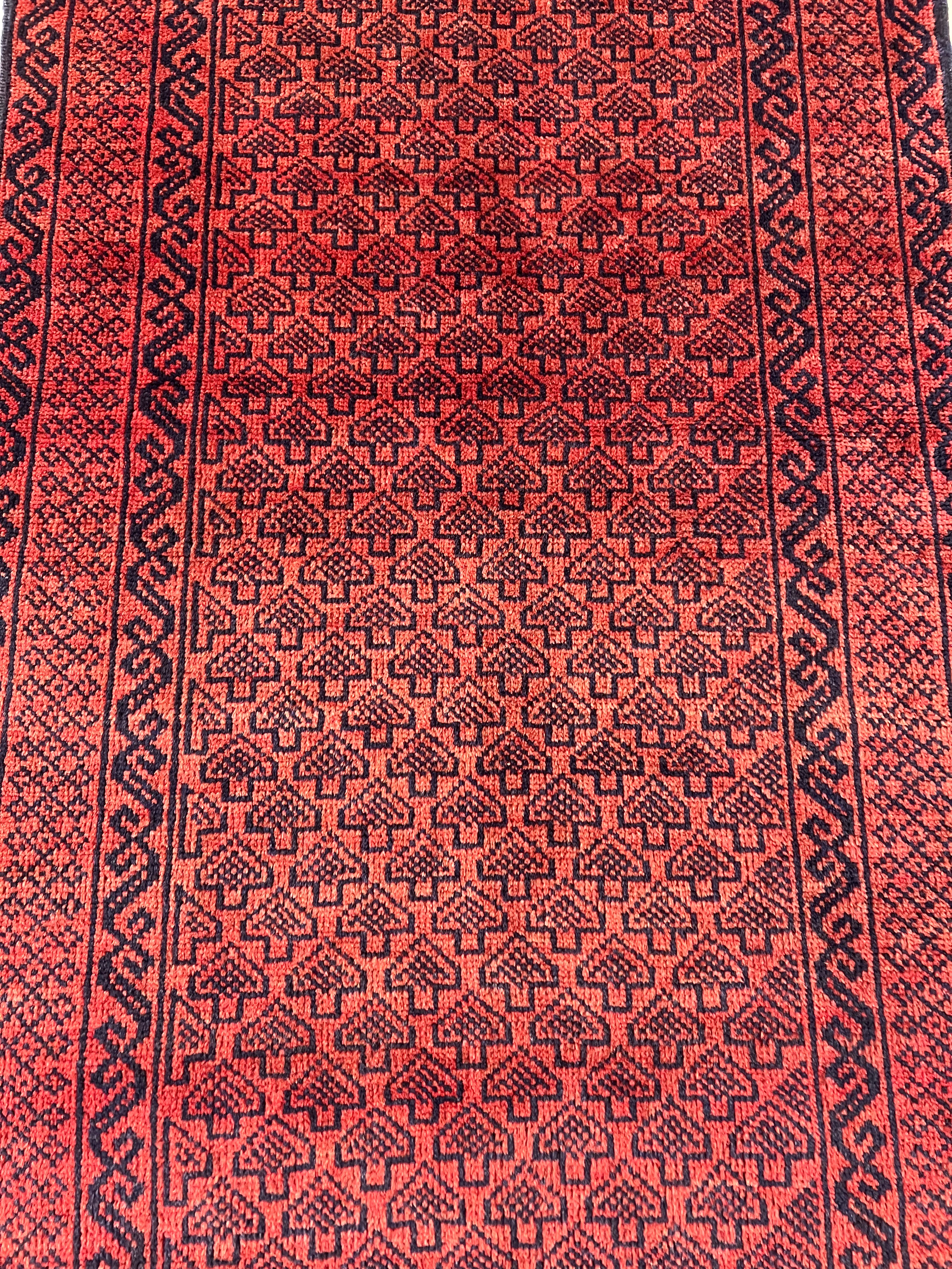 Afghani Rug 3x7 size range tribal Red laid flat