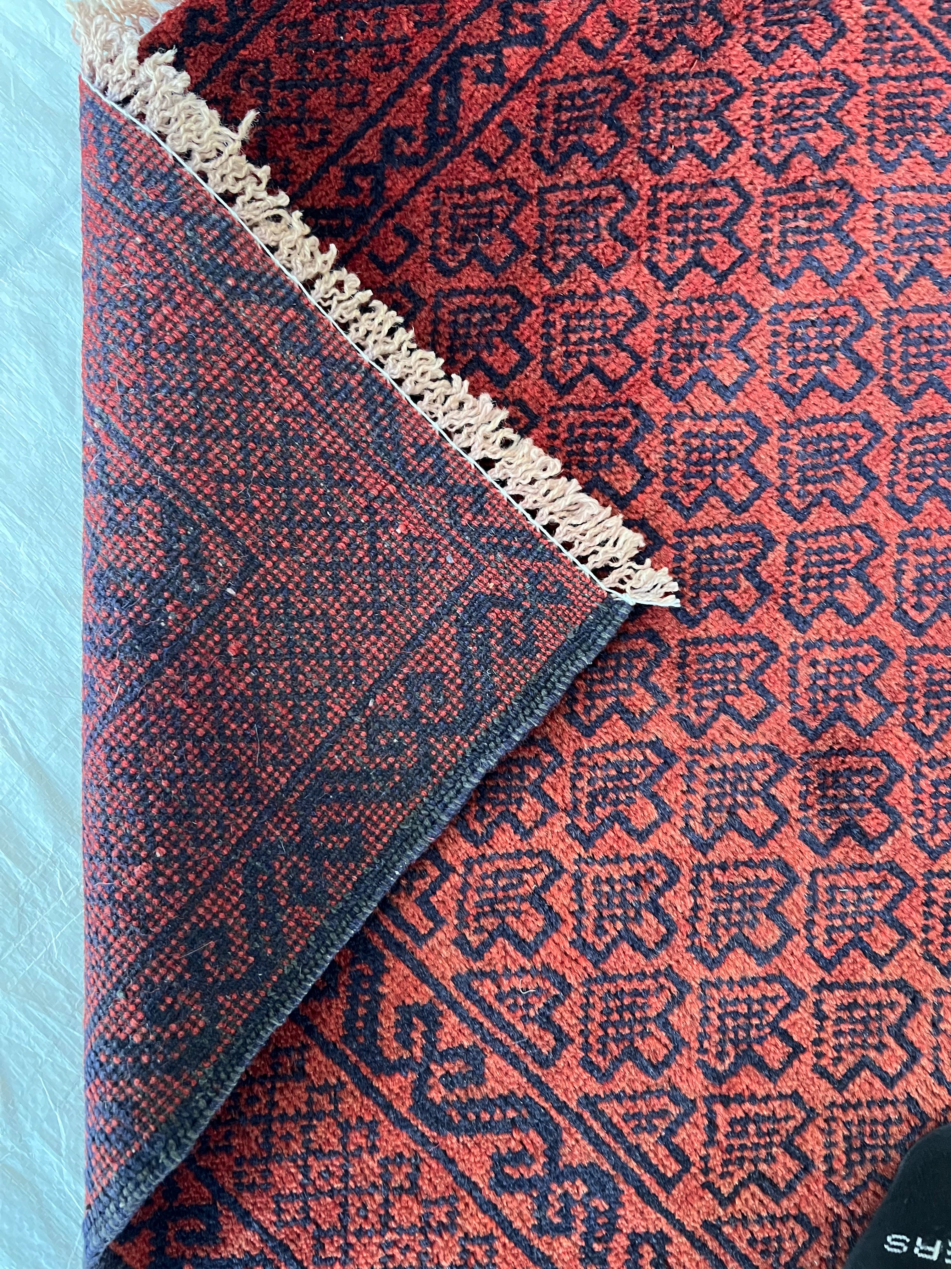 Afghani Rug 3x7 size range tribal Red laid flat