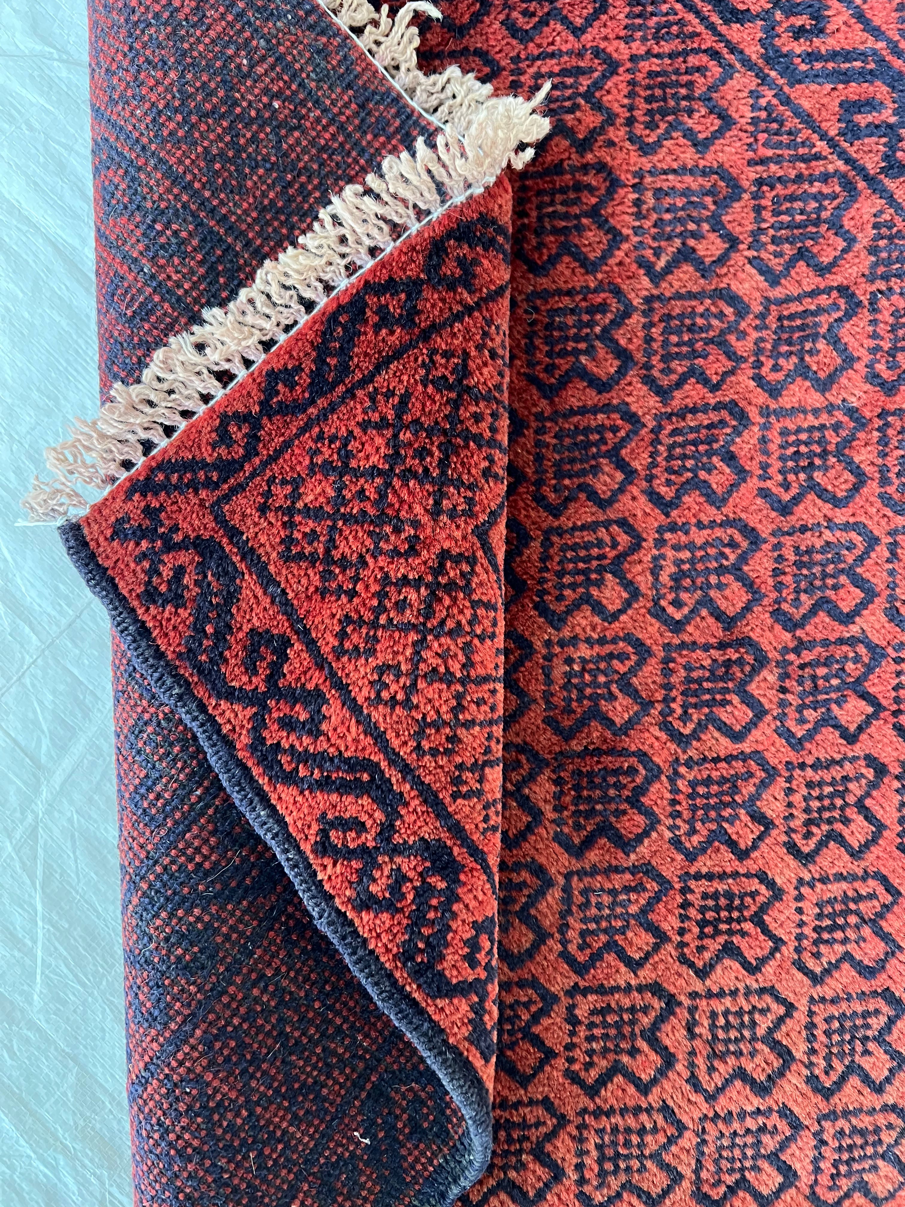 Afghani Rug 3x7 size range tribal Red laid flat